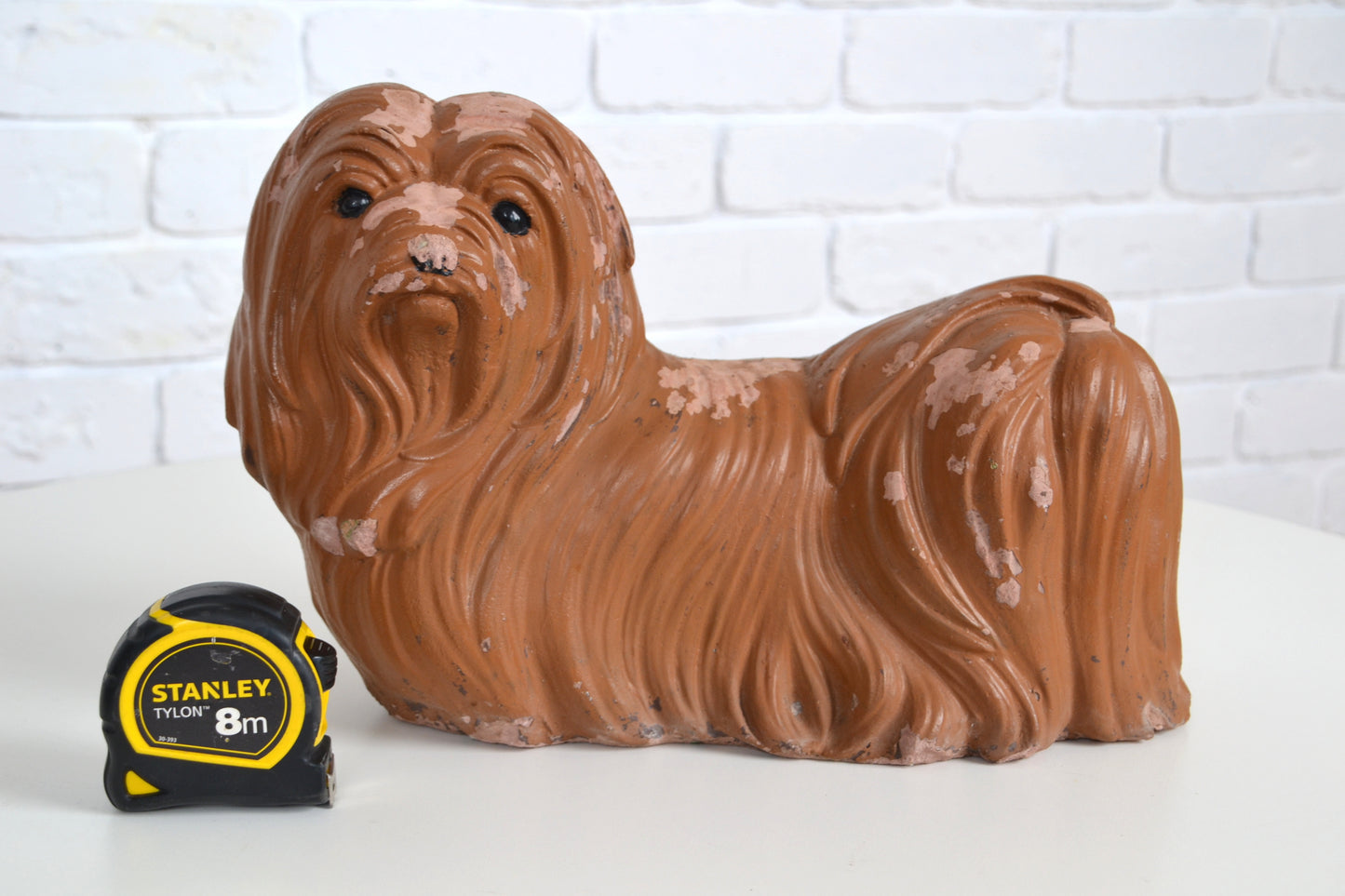 Mid century concrete dog sculpture / Shih Tzu garden ornament