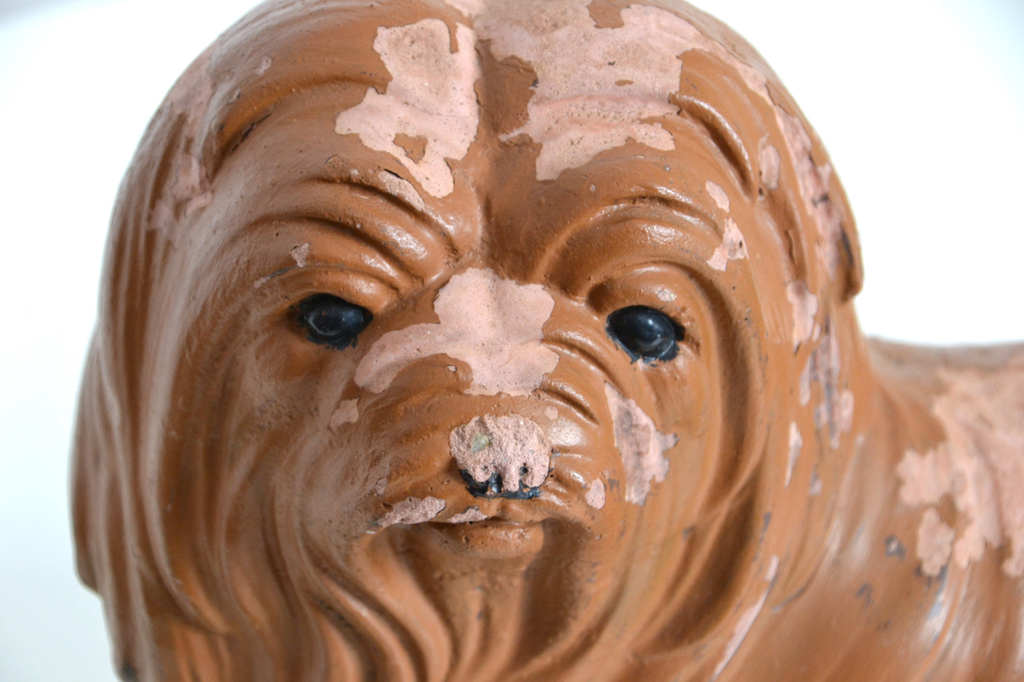 Mid century concrete dog sculpture / Shih Tzu garden ornament