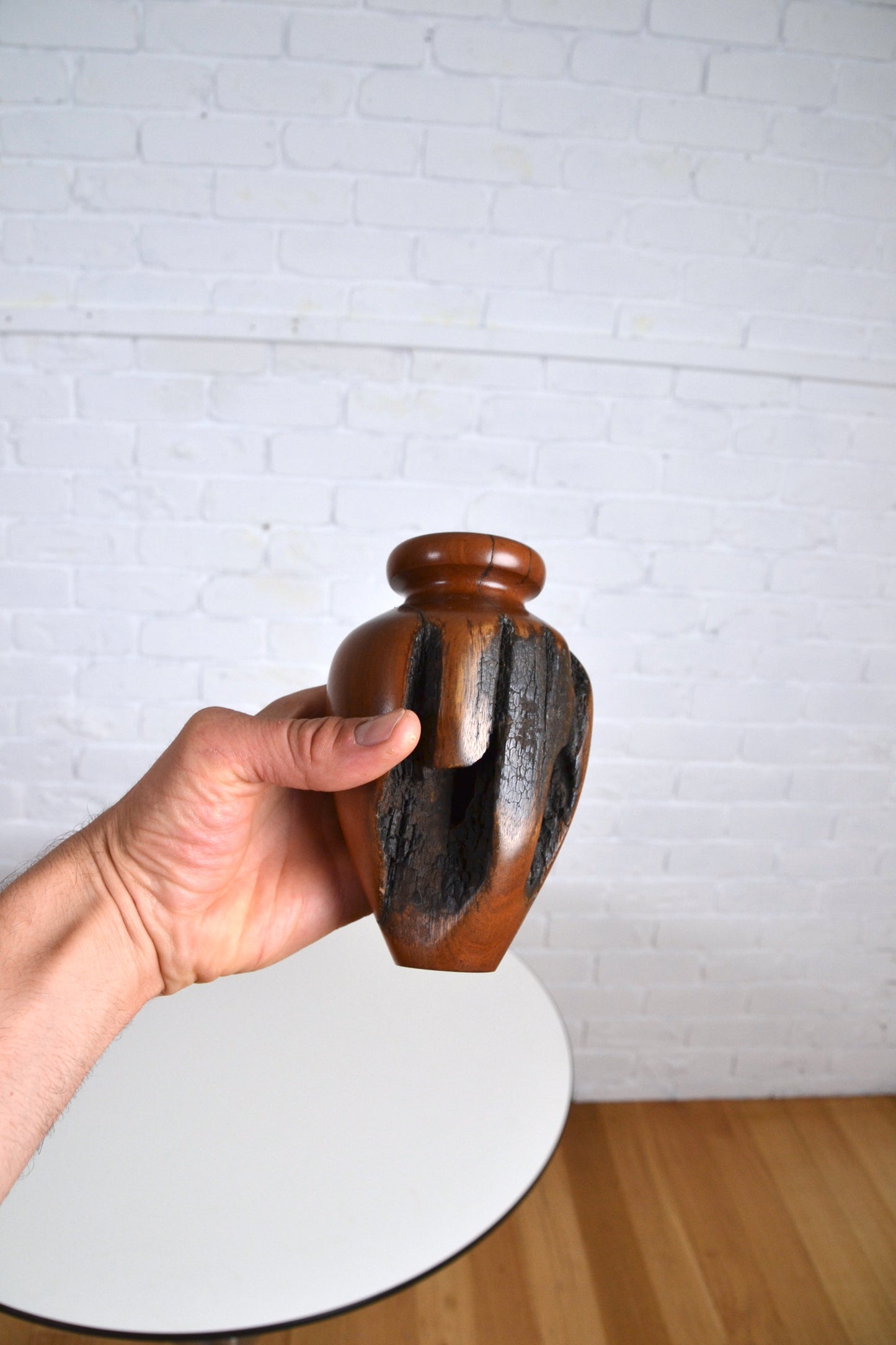 Highly unique abstract art wooden vase / bush fire sculpture
