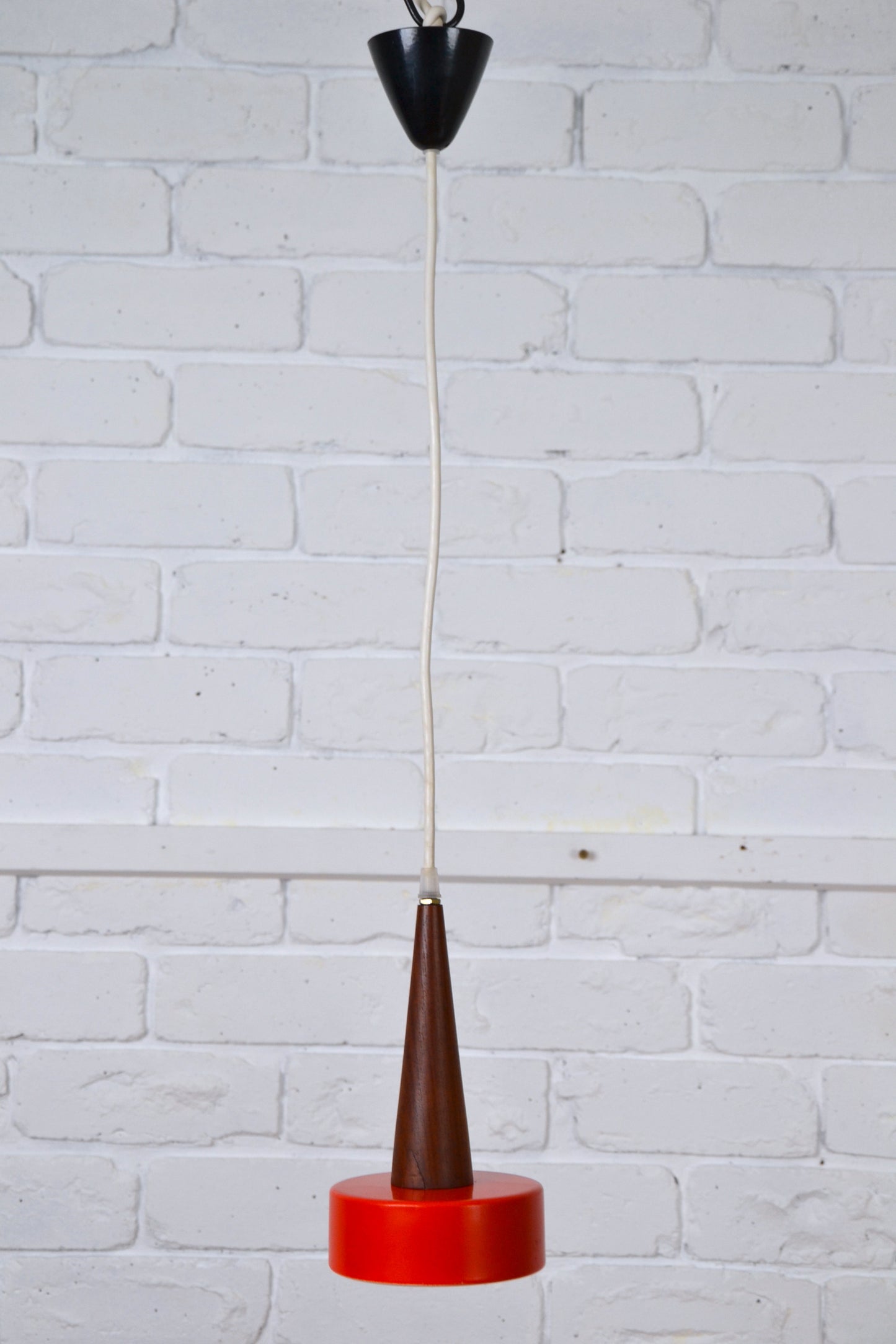 Vintage Danish small pendant light Teak / red