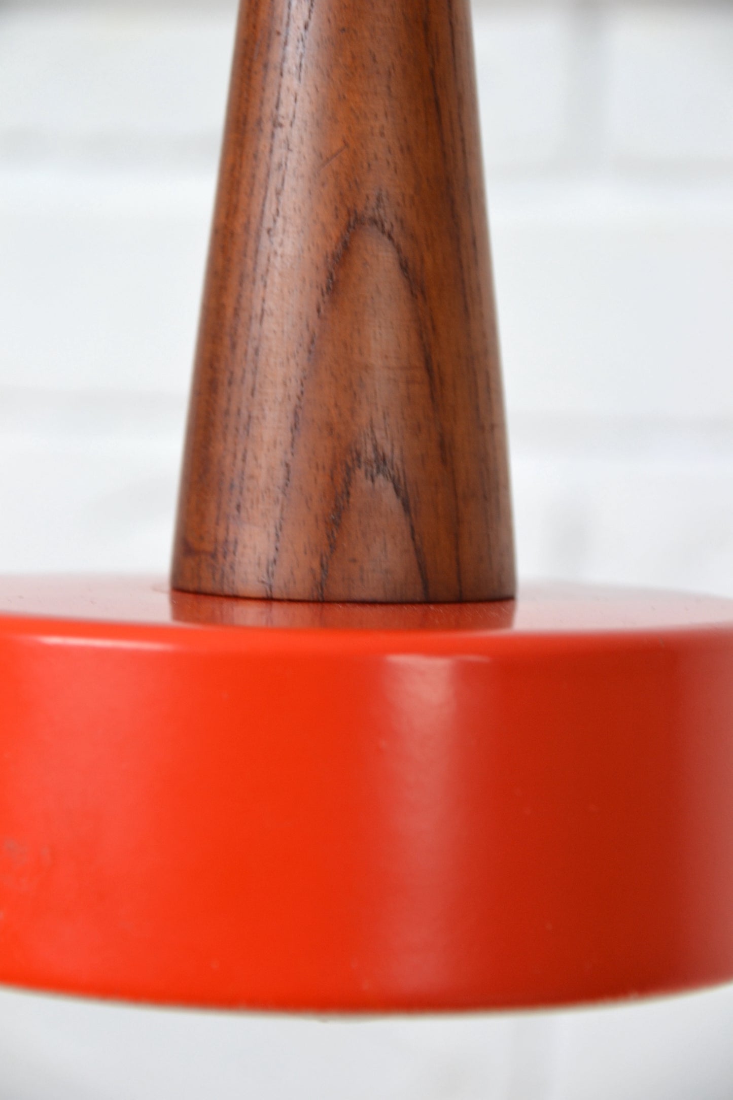 Vintage Danish small pendant light Teak / red