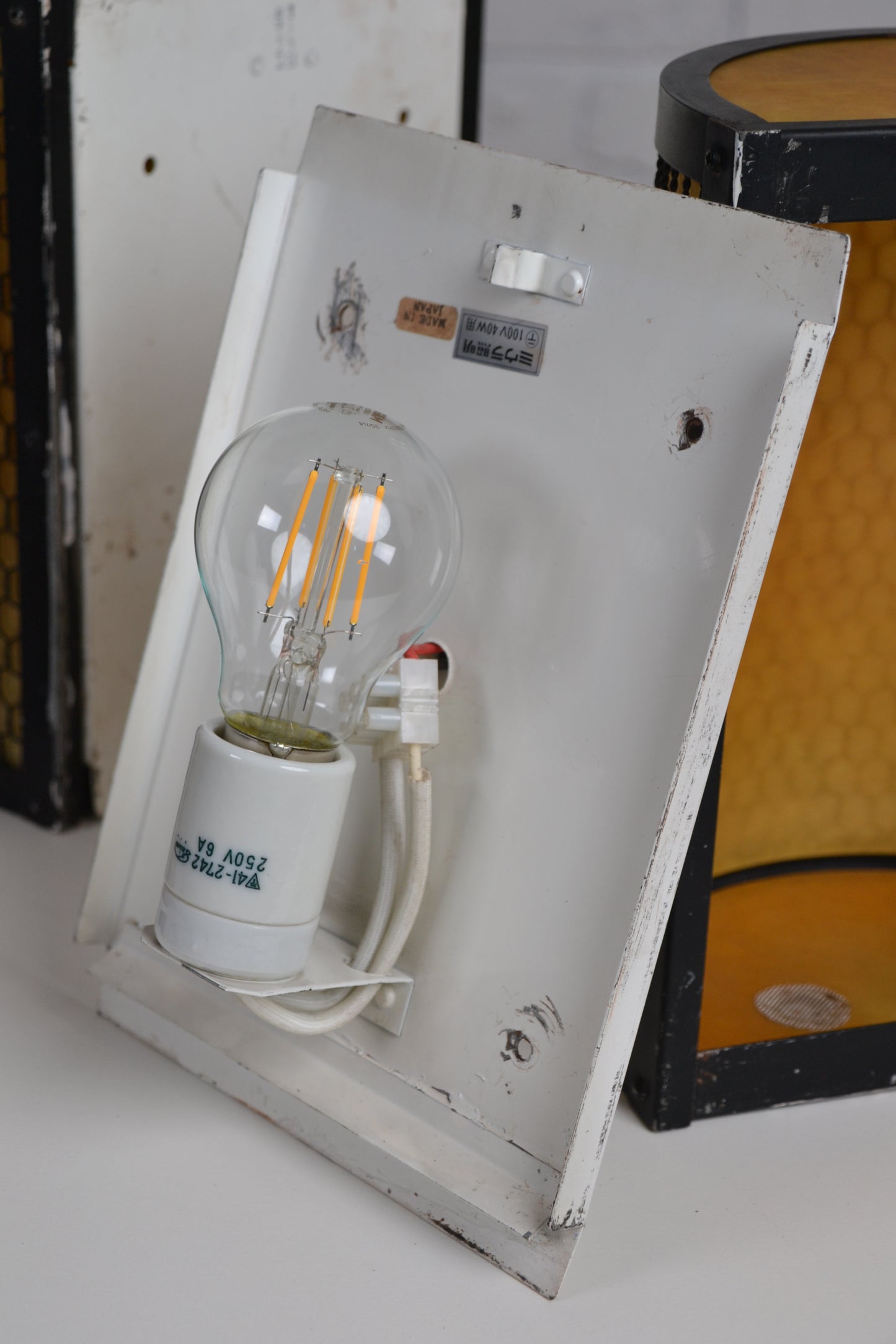 Set of three vintage Japanese lantern wall sconces - highly rare & unique