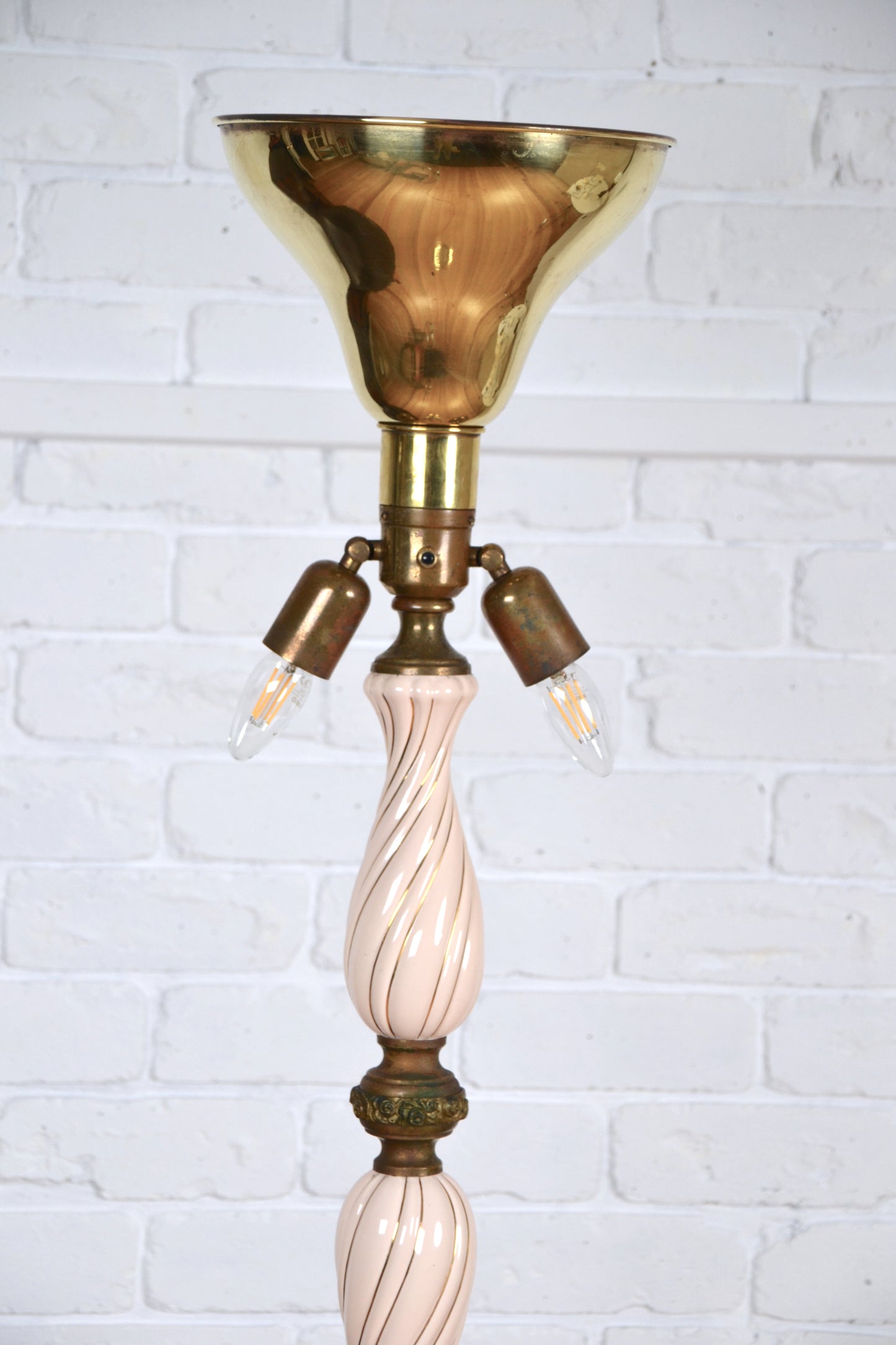 Mid Century unique Italian brass & ceramic floor lamp