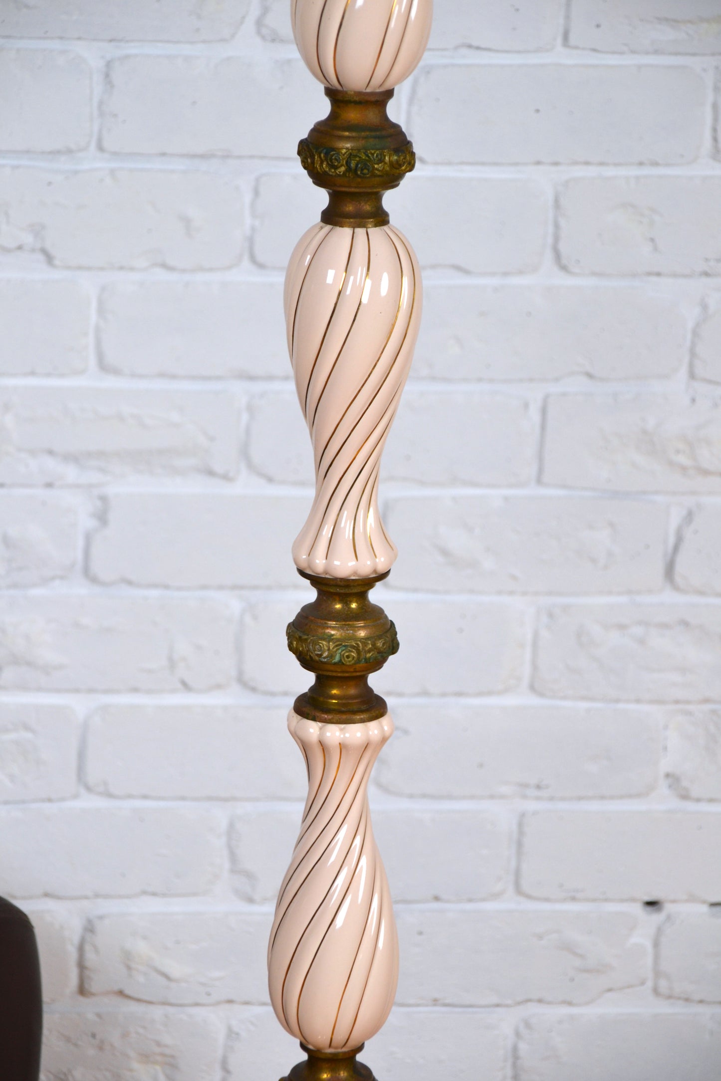 Mid Century unique Italian brass & ceramic floor lamp