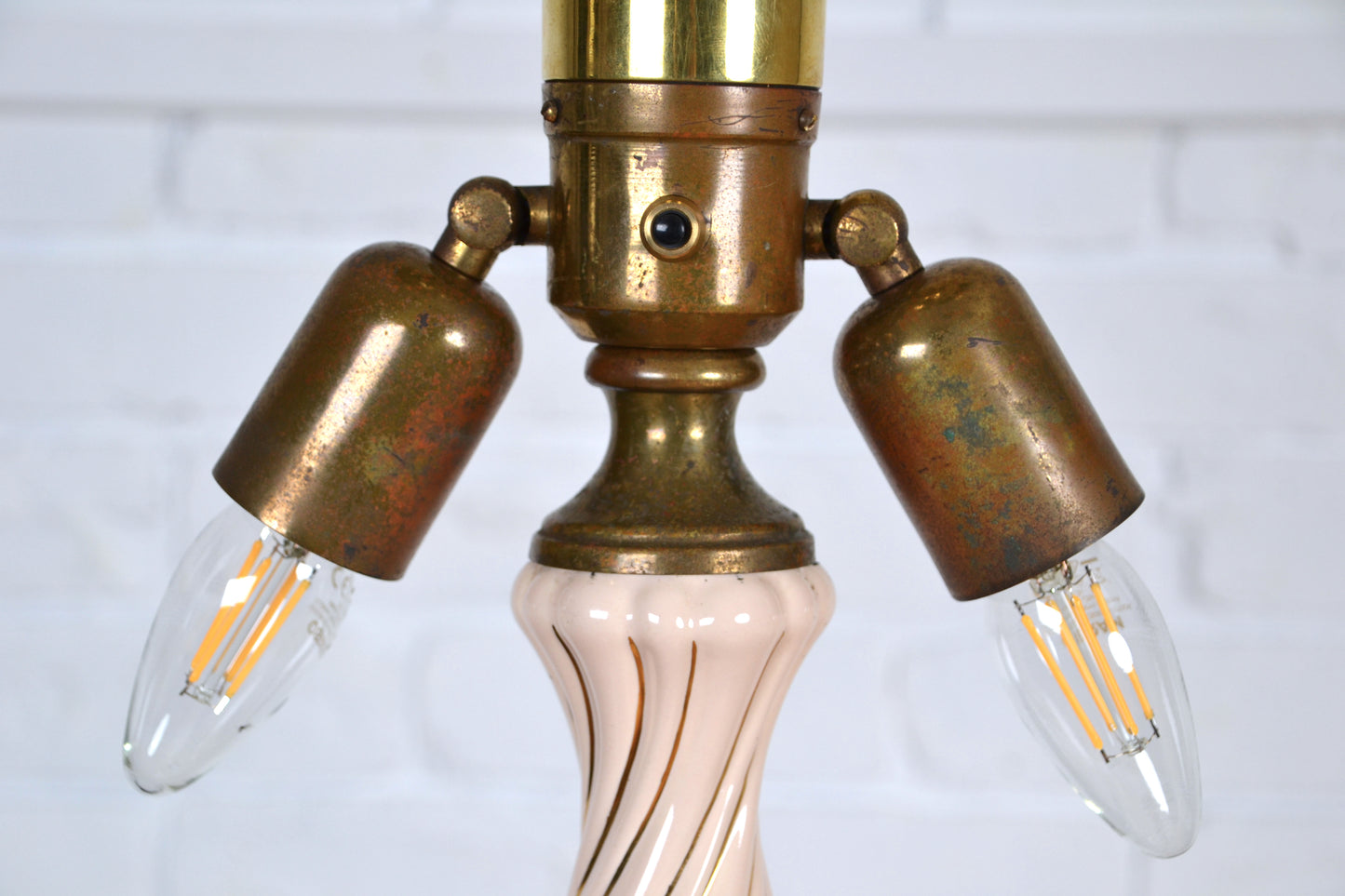 Mid Century unique Italian brass & ceramic floor lamp