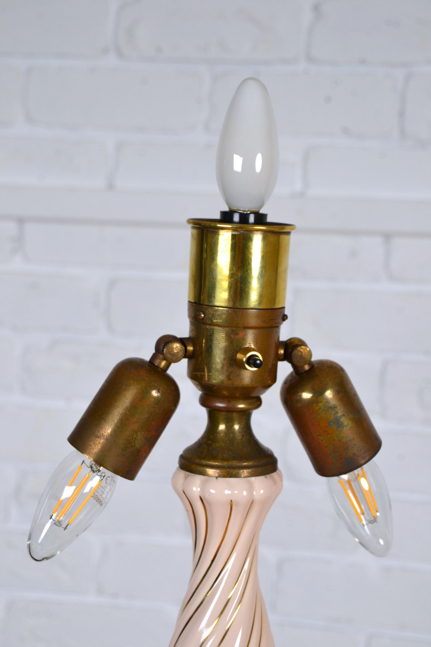 Mid Century unique Italian brass & ceramic floor lamp