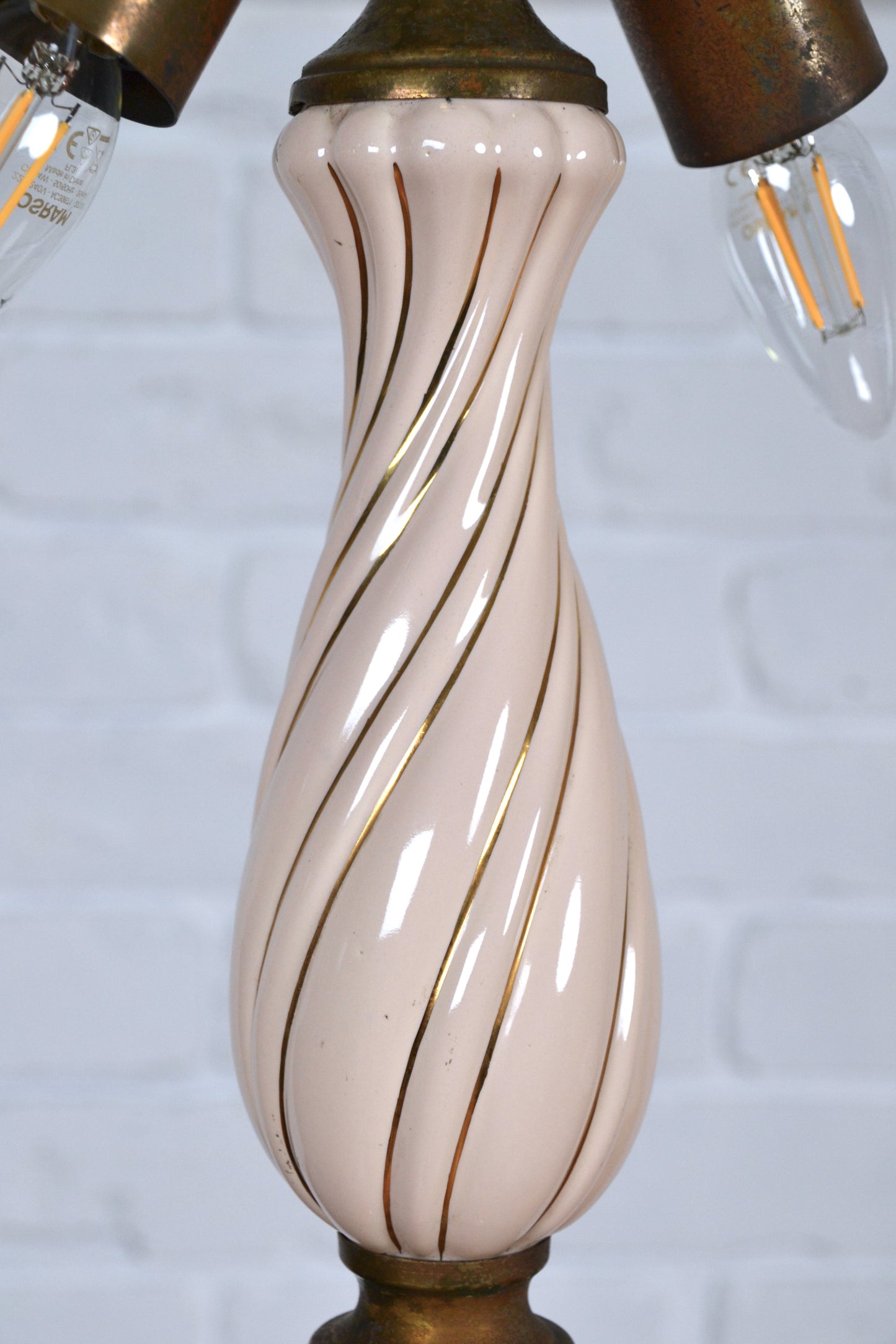 Mid Century unique Italian brass & ceramic floor lamp