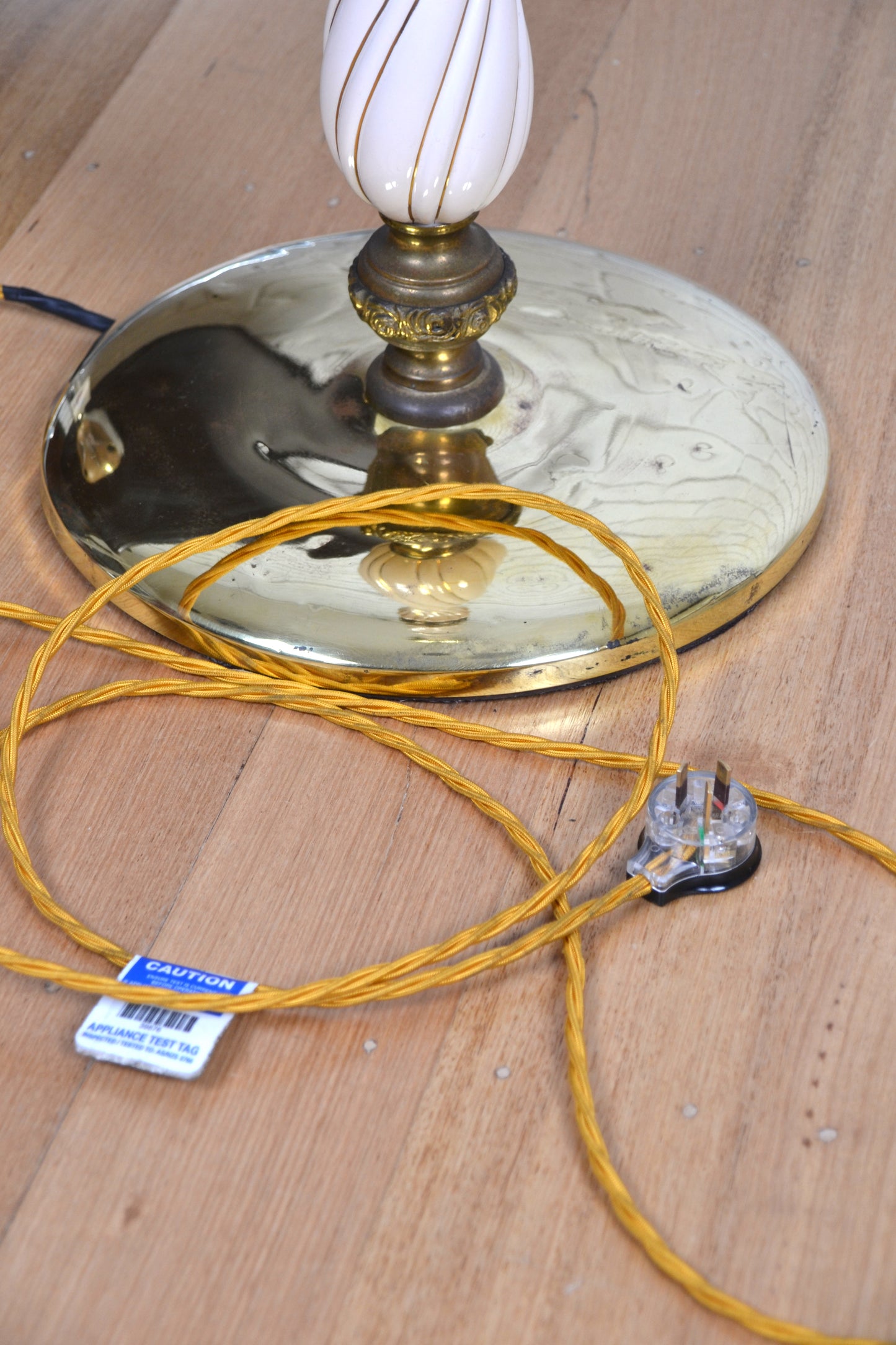 Mid Century unique Italian brass & ceramic floor lamp