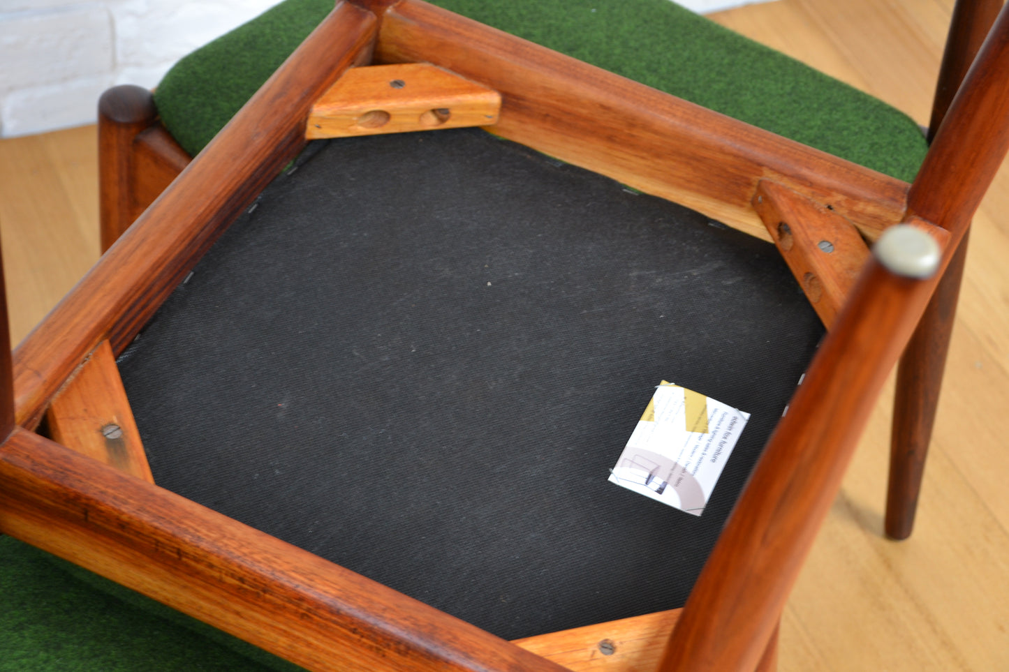 Mid century Danish Deluxe dining chairs set four - restored in wool