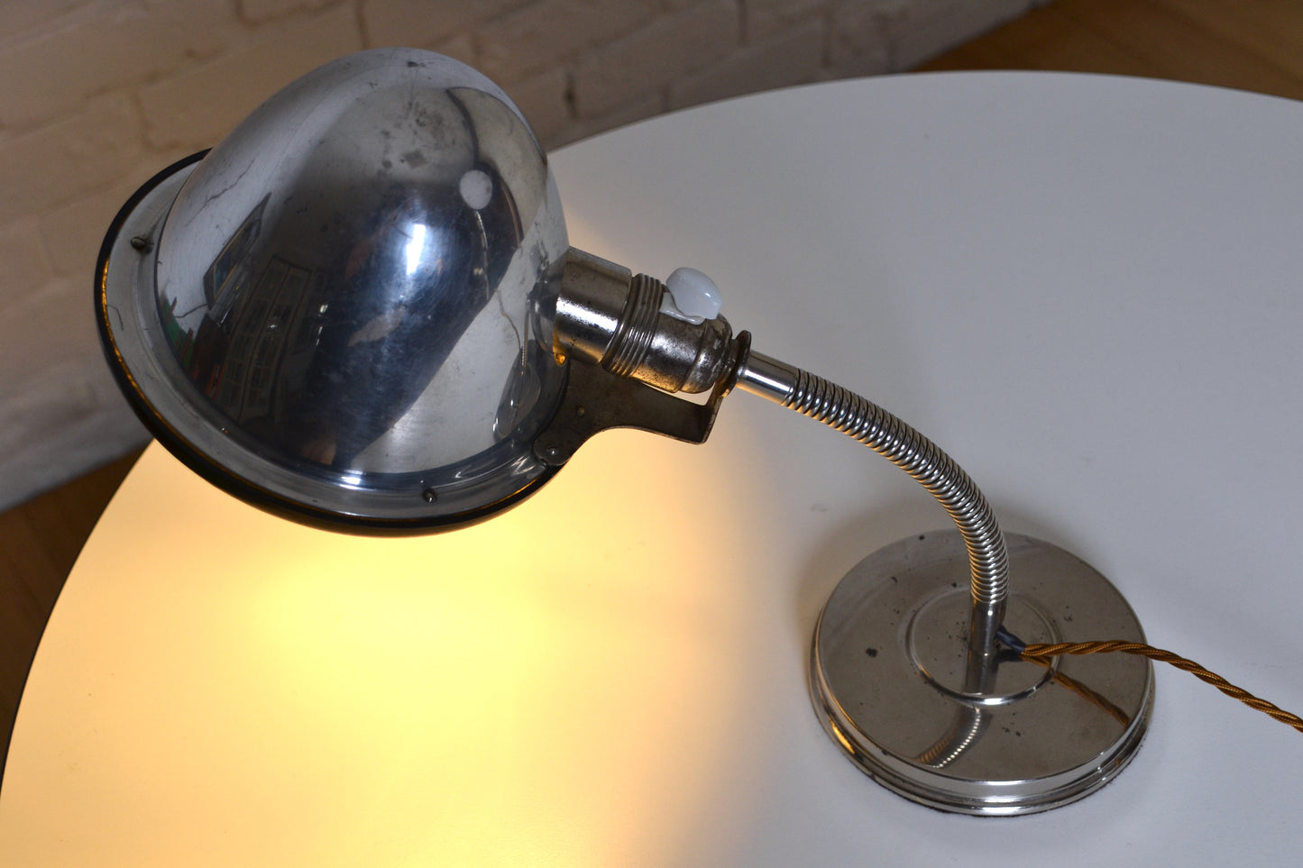 Vintage European industrial goose-neck lamp