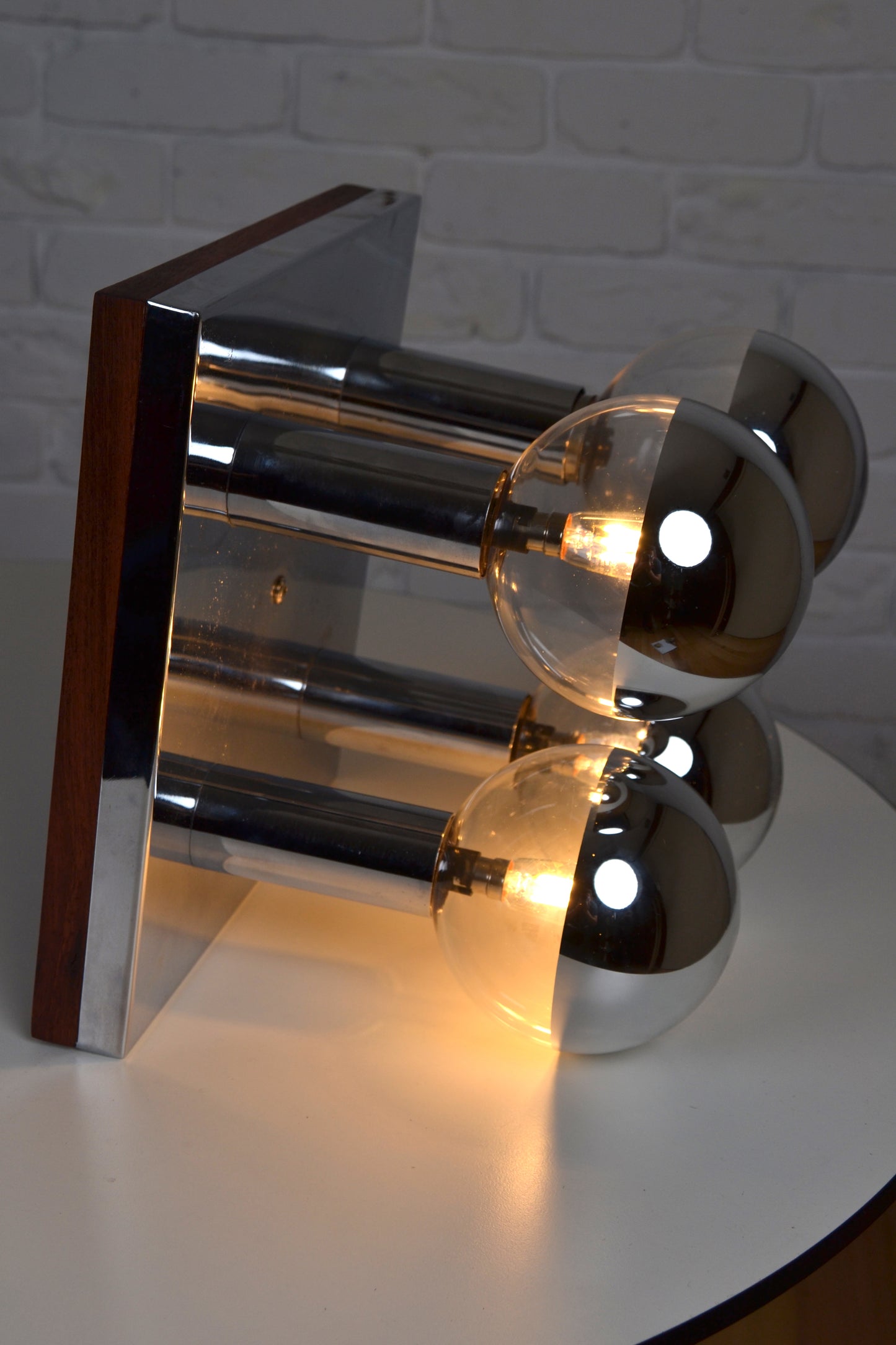 Stunning vintage 1970s mirror globe table lamp / wall lamp by Motoko Ishii