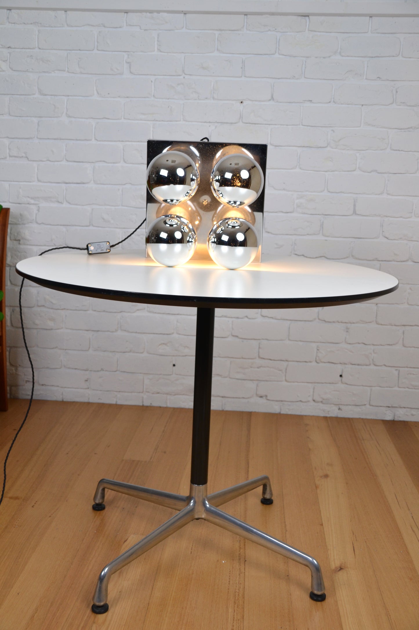 Stunning vintage 1970s mirror globe table lamp / wall lamp by Motoko Ishii