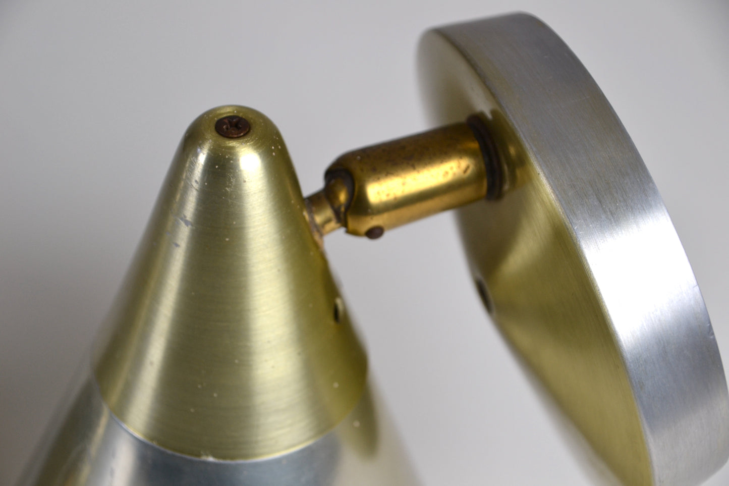 Pair mid century anodised cone wall sconces Kempthorne