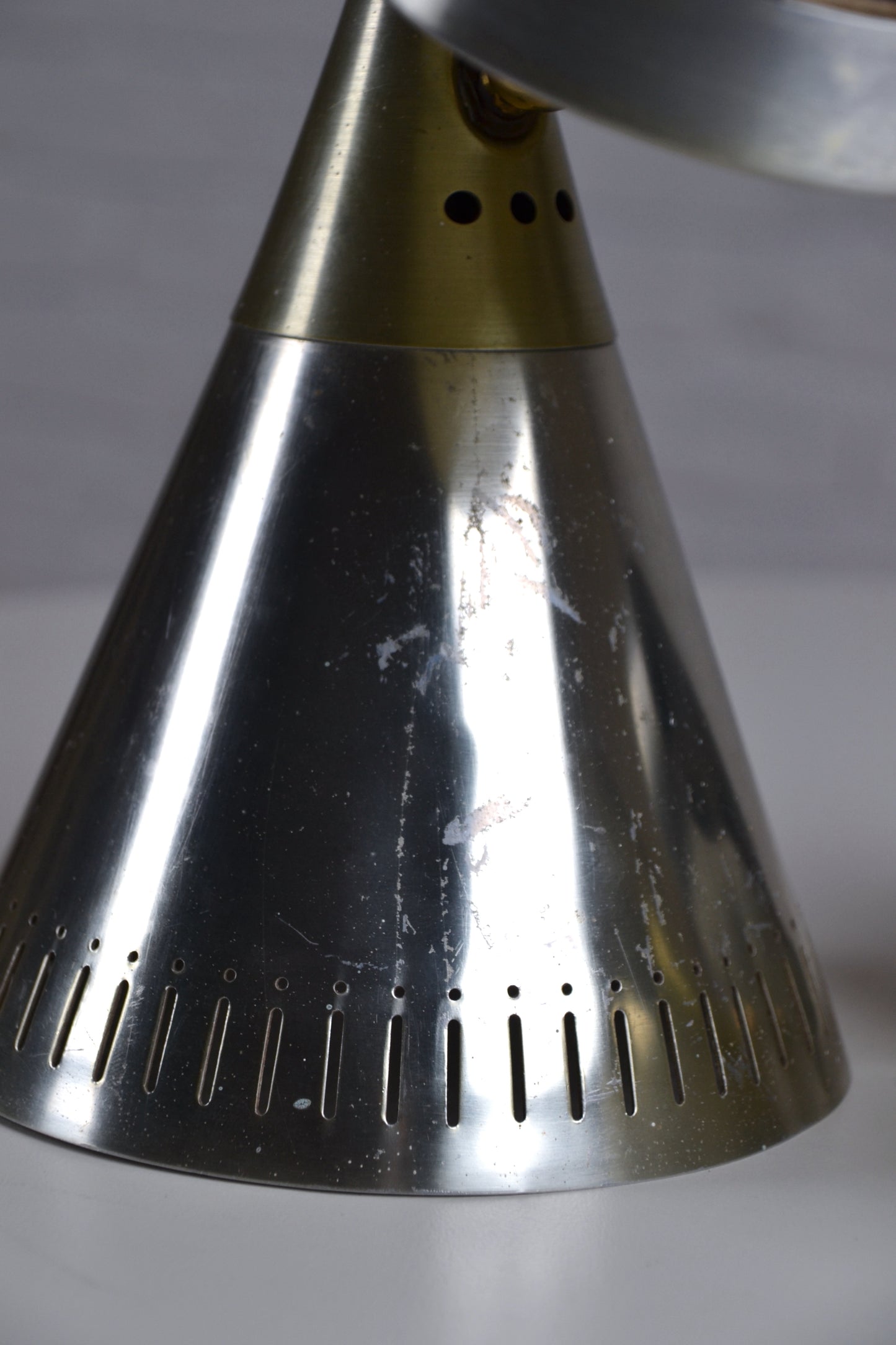 Pair mid century anodised cone wall sconces Kempthorne