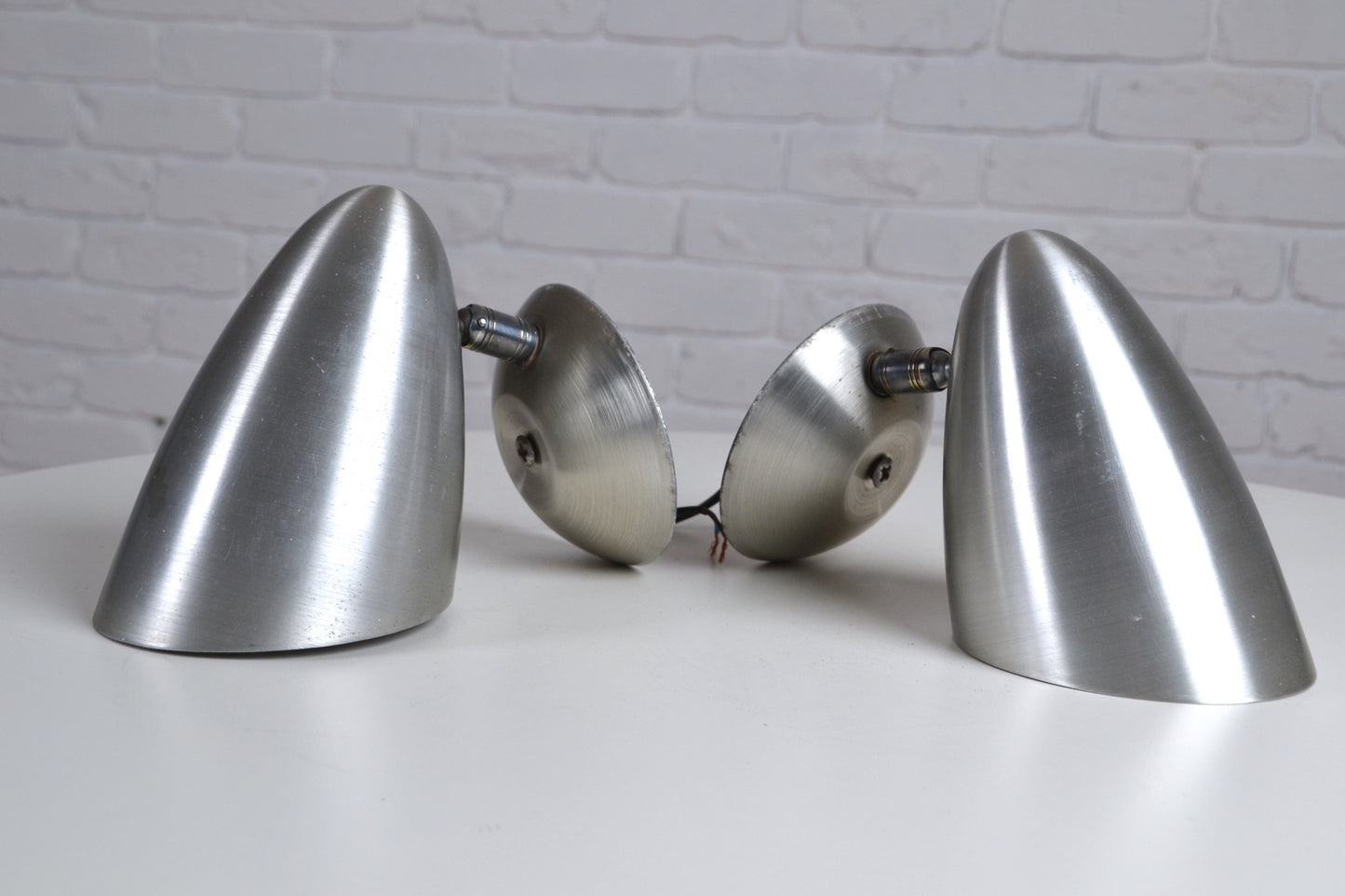 Pair mid century aluminium wall sconces Kempthorne / BECO