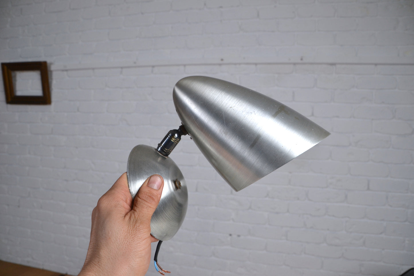 Pair mid century aluminium wall sconces Kempthorne / BECO