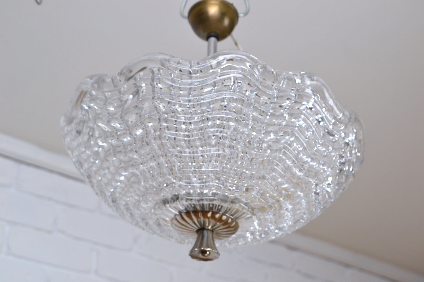 Mid centurySwedish Flush-mount Crystal chandelier by Carl Fagerlund / Orrefors x3 available