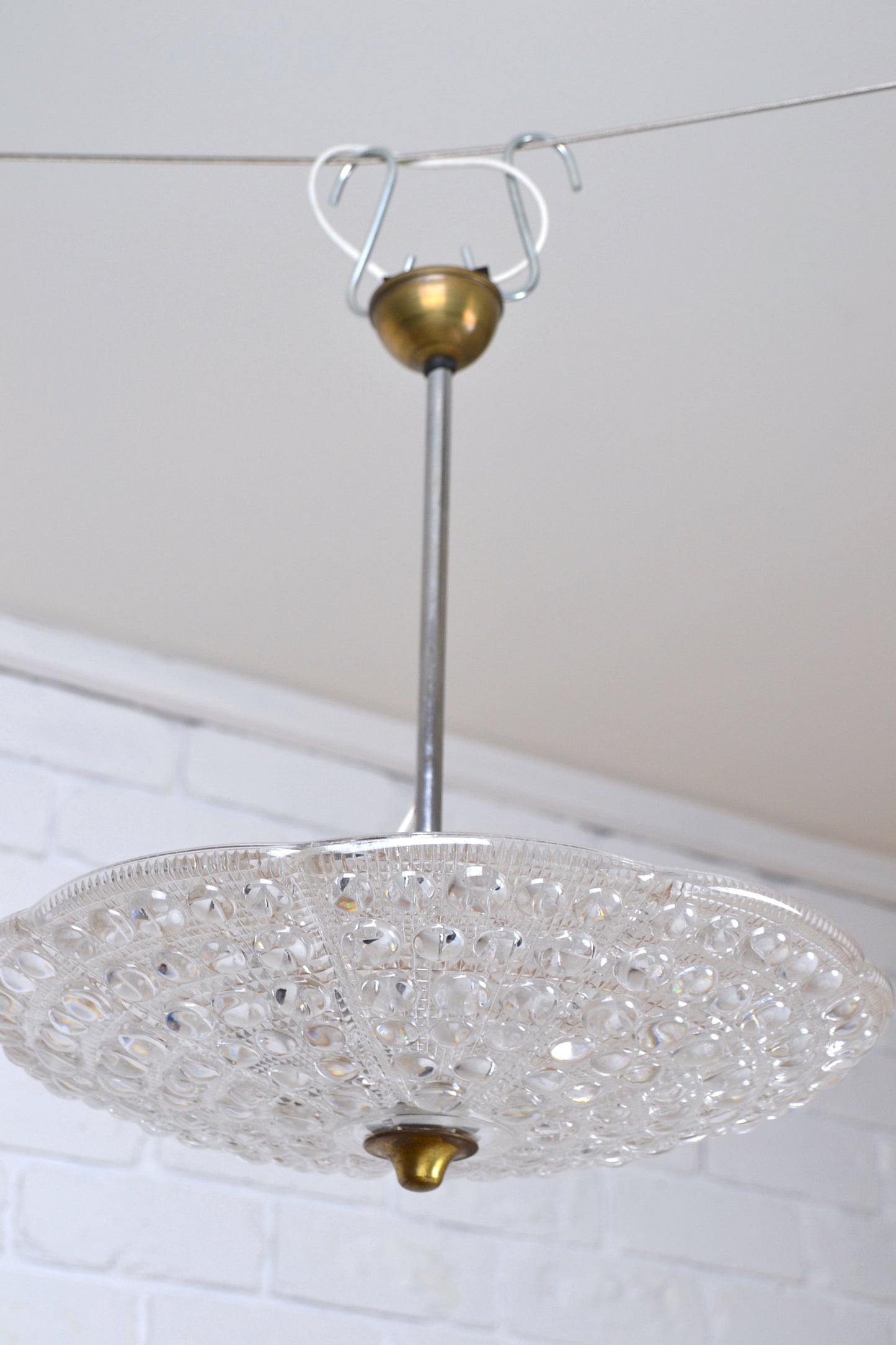 Mid centurySwedish Flush-mount Crystal chandelier by Carl Fagerlund / Orrefors x3 available