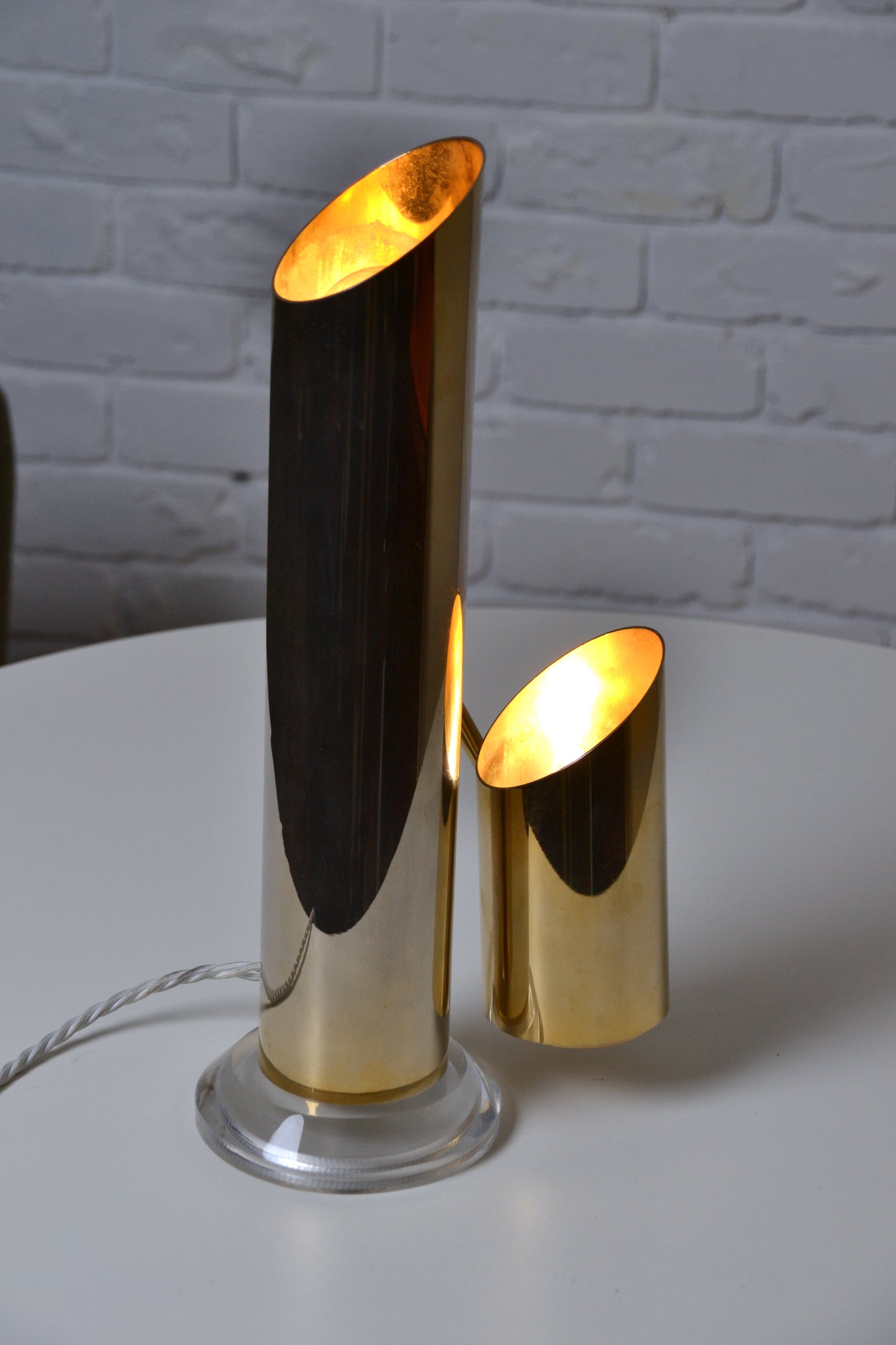 Unique vintage Italian 1970s adjustable brass lamp by Angelo Lelli for Arredoluce