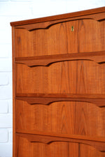 Load image into Gallery viewer, Restored Teak Danish Mid century 6 drawer tall boy / chest / sideboard

