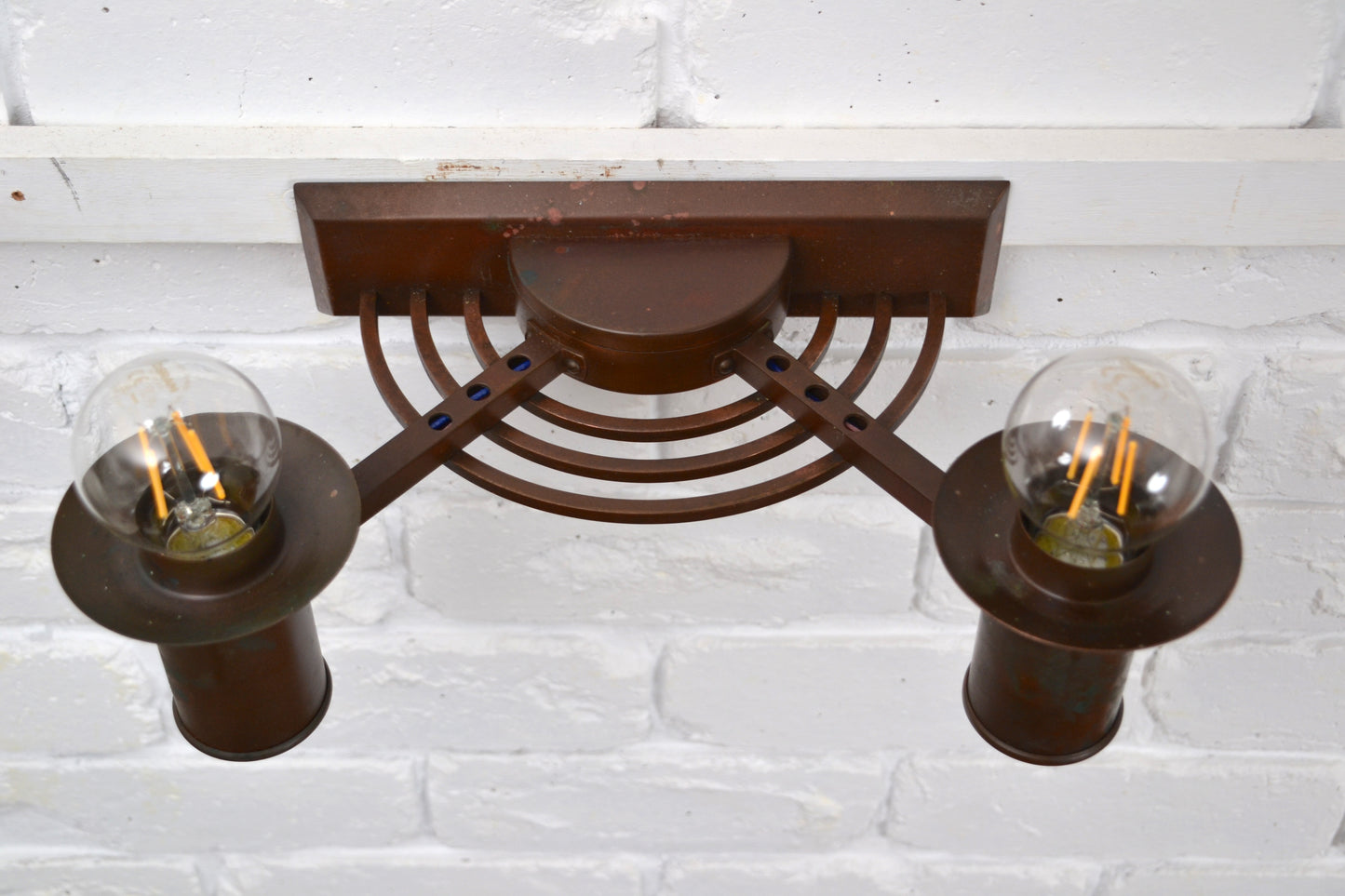 Art Deco / Decorative Arts copper banded wall sconce 1920s *Rare