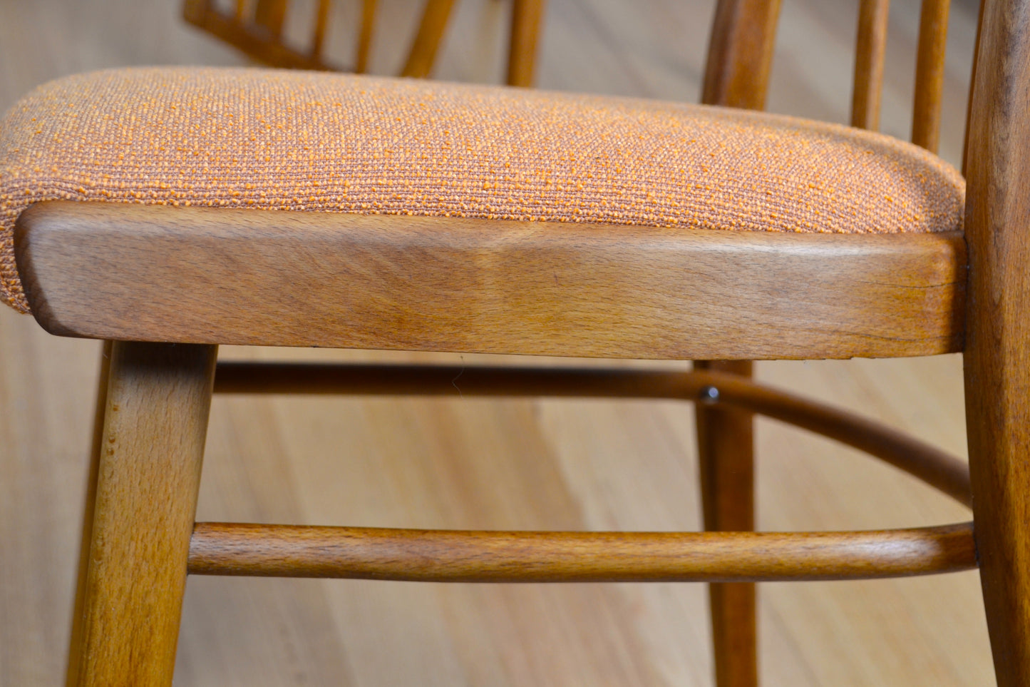 Mid century bentwood Ligna Czech Beech dining chairs restored pure wool