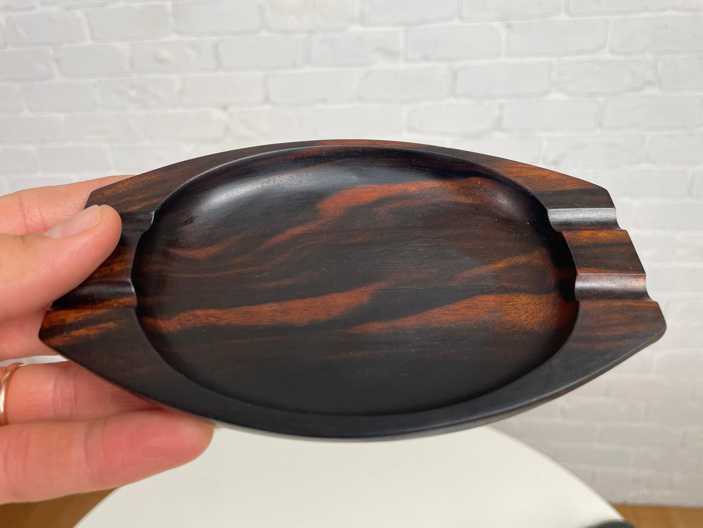 Vintage Ebony timber decorative ashtray