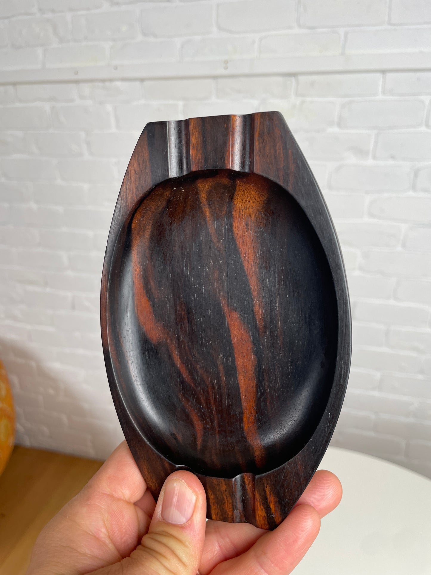 Vintage Ebony timber decorative ashtray