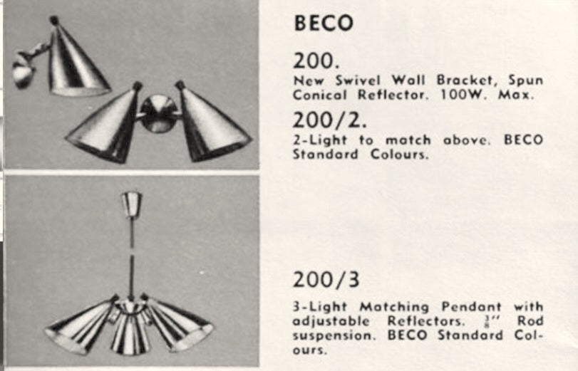 Pair BECO Mid century wall sconces Copper - BECO Brown Evans & Co