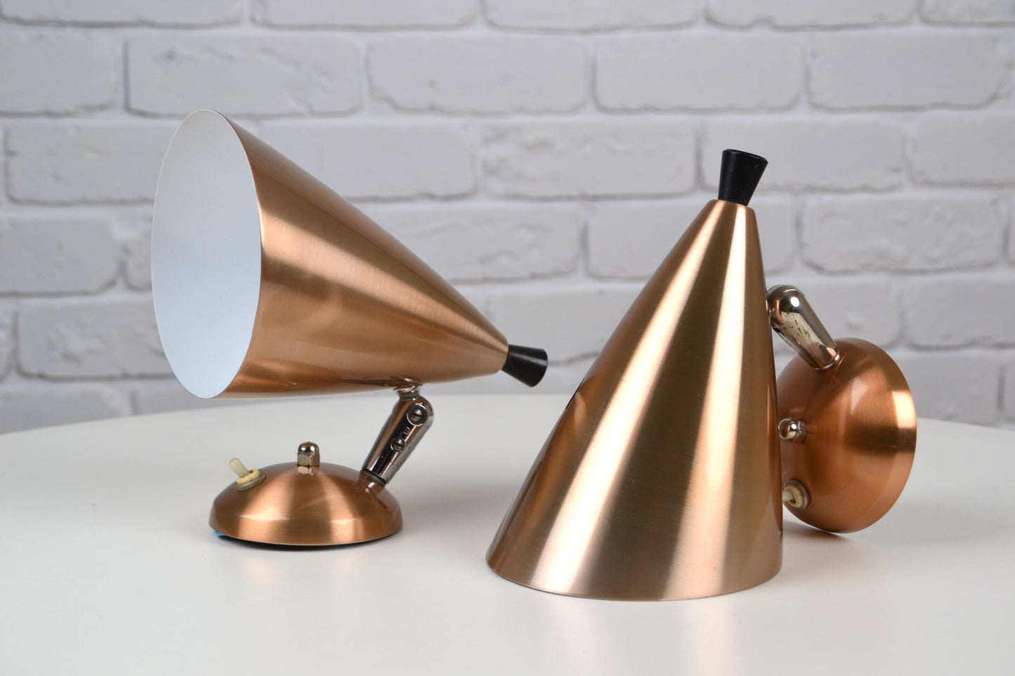 Pair BECO Mid century wall sconces Copper - BECO Brown Evans & Co