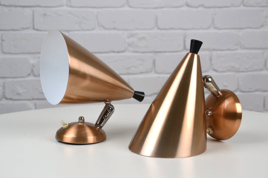 Pair BECO Mid century wall sconces Copper - BECO Brown Evans & Co