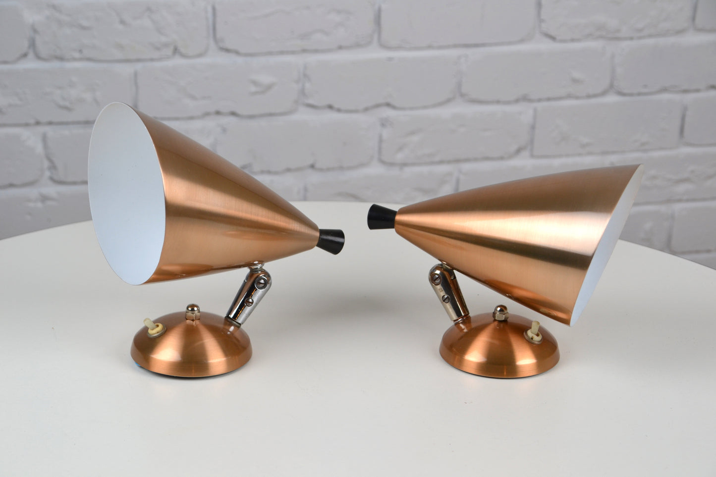 Pair BECO Mid century wall sconces Copper - BECO Brown Evans & Co