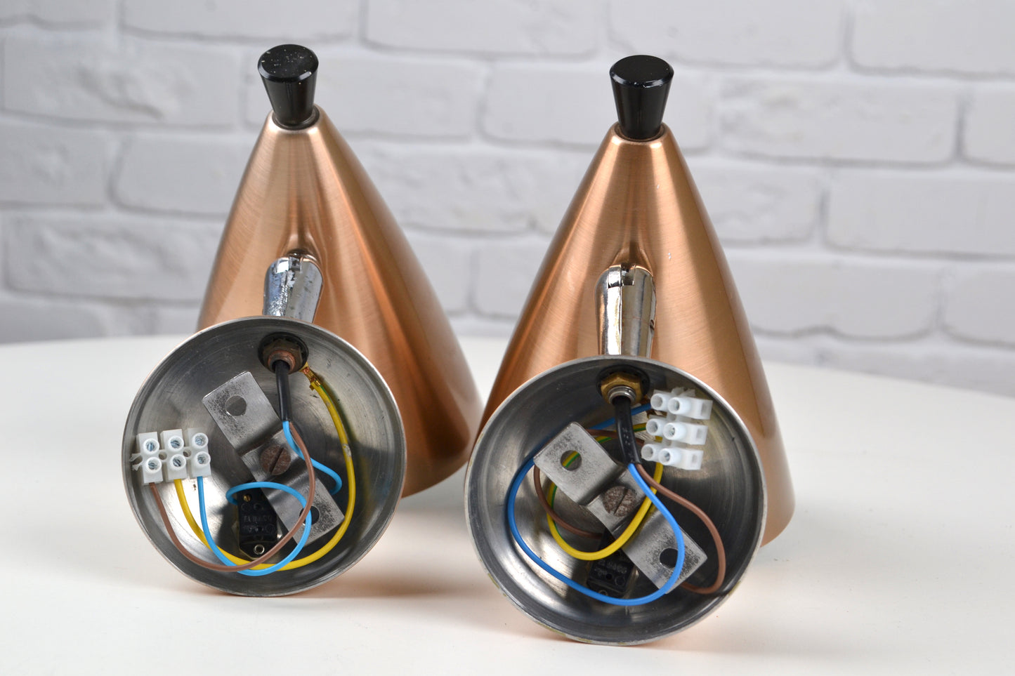 Pair BECO Mid century wall sconces Copper - BECO Brown Evans & Co