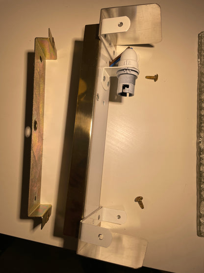 Pair vintage 'as new' boxed Kempthorne glass & brass wall sconces