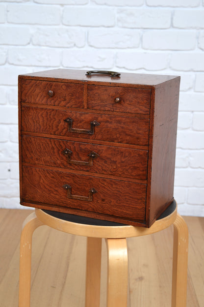 Japanese 1920s Shonai Tansu- calligraphy Haribako small box