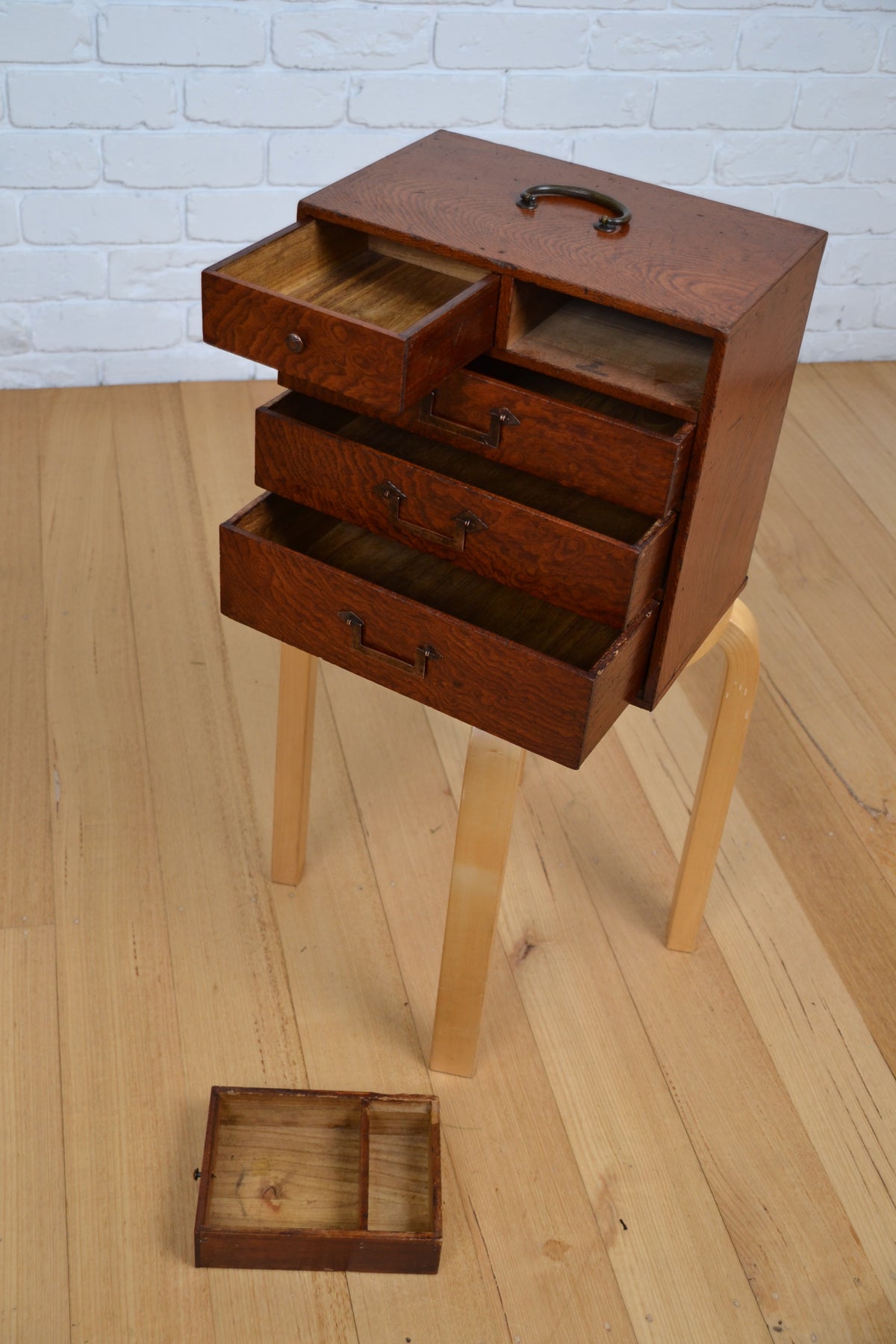 Japanese 1920s Shonai Tansu- calligraphy Haribako small box