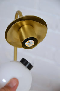 Modern designer brass desk lamp by Jason Miller / Roll & Hill New York