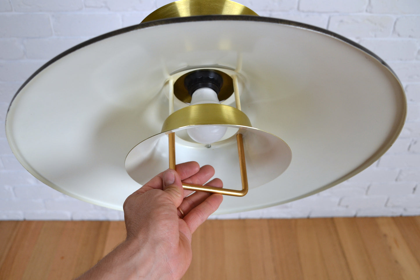 Vintage Danish layered brass pendant light