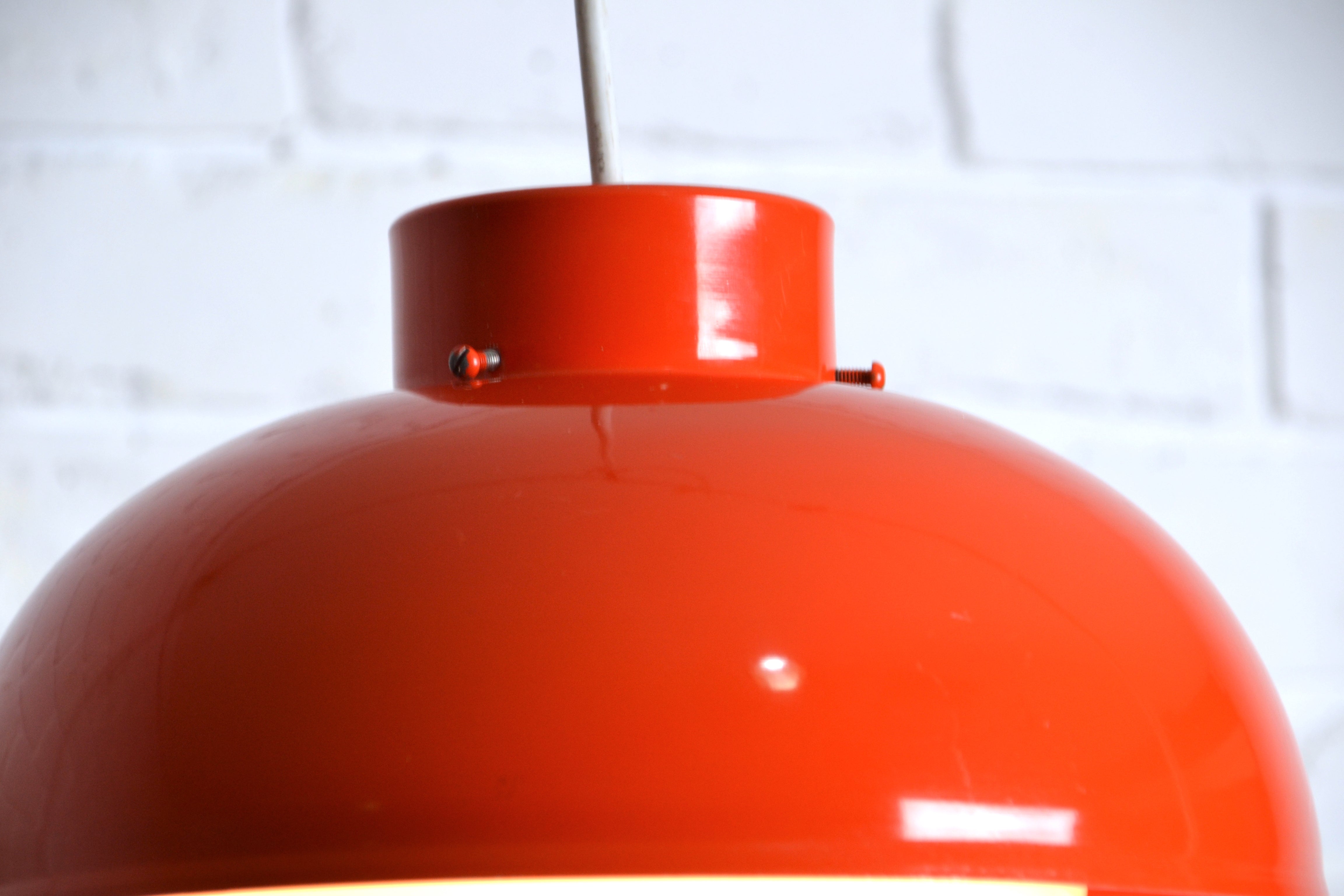 Mid century orange UFO orb pendant light