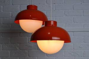 Mid century orange UFO orb pendant light