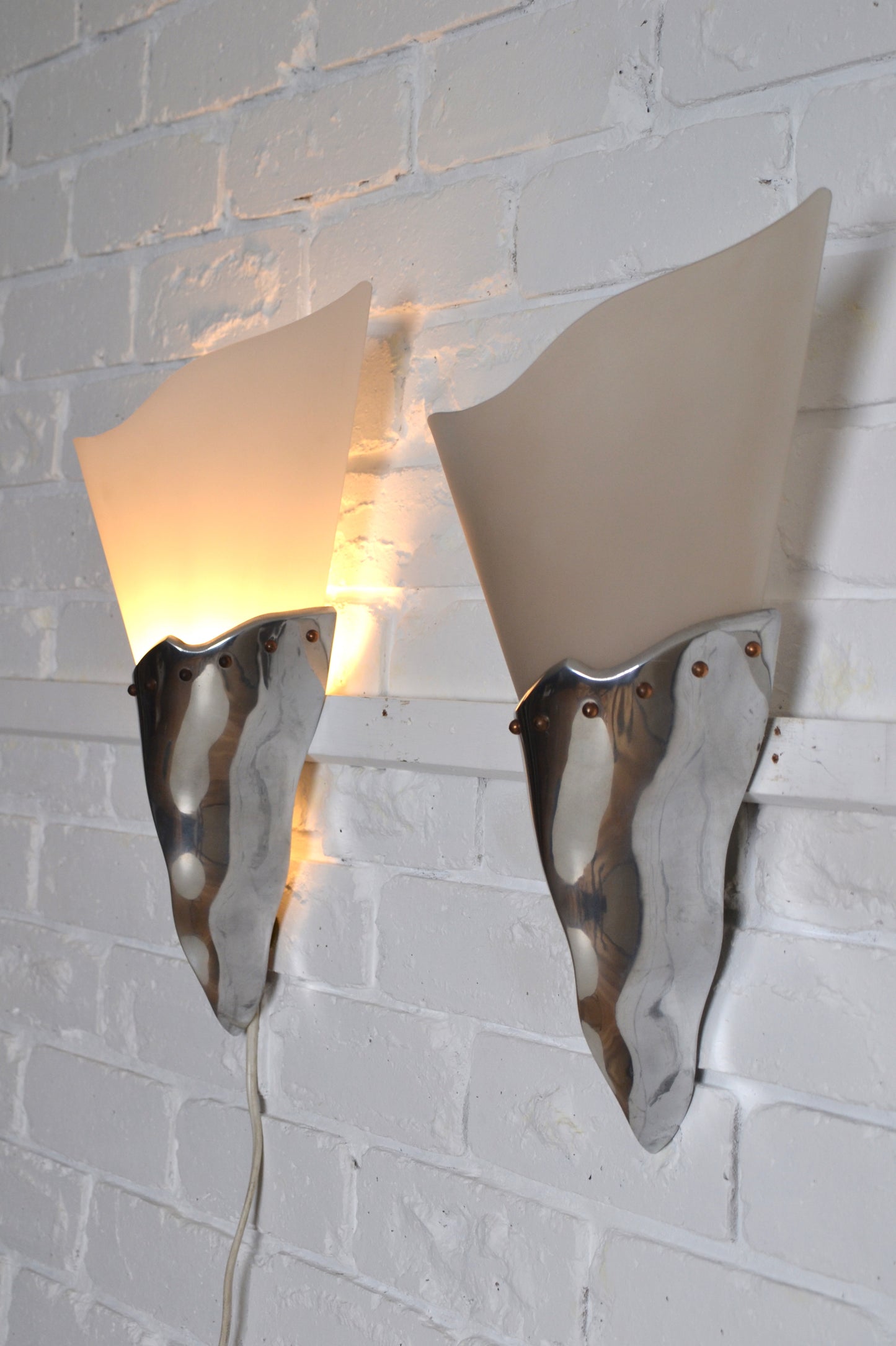 Amazing Post modern wall sconces by Masison Lucien Gau, France 1990s