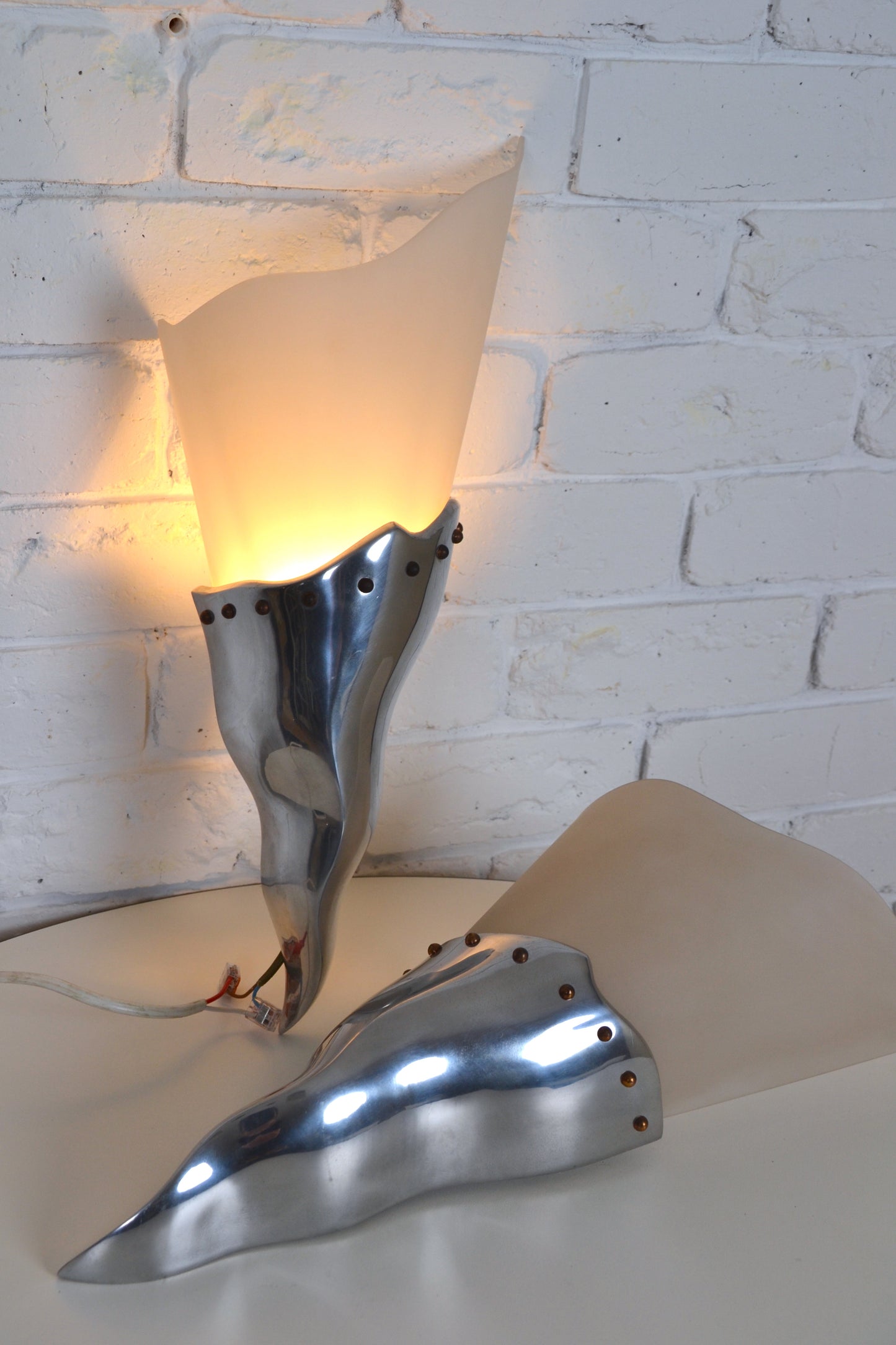 Amazing Post modern wall sconces by Masison Lucien Gau, France 1990s