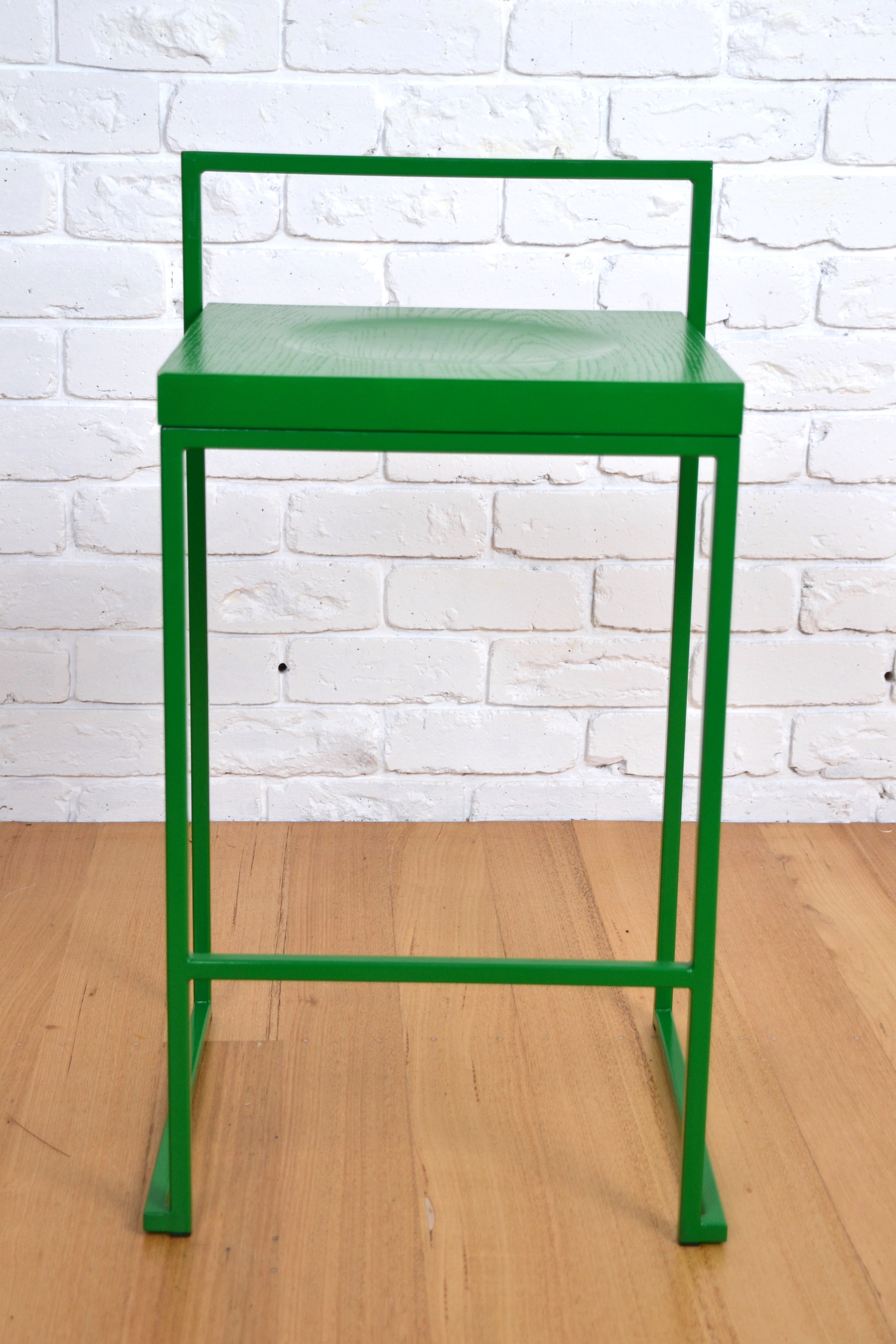 Modern designer bar stool /side table Italy by Enzo Berti Green Oak