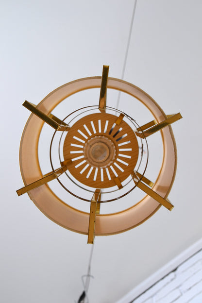 Vintage Danish pendant light - fabric & brass