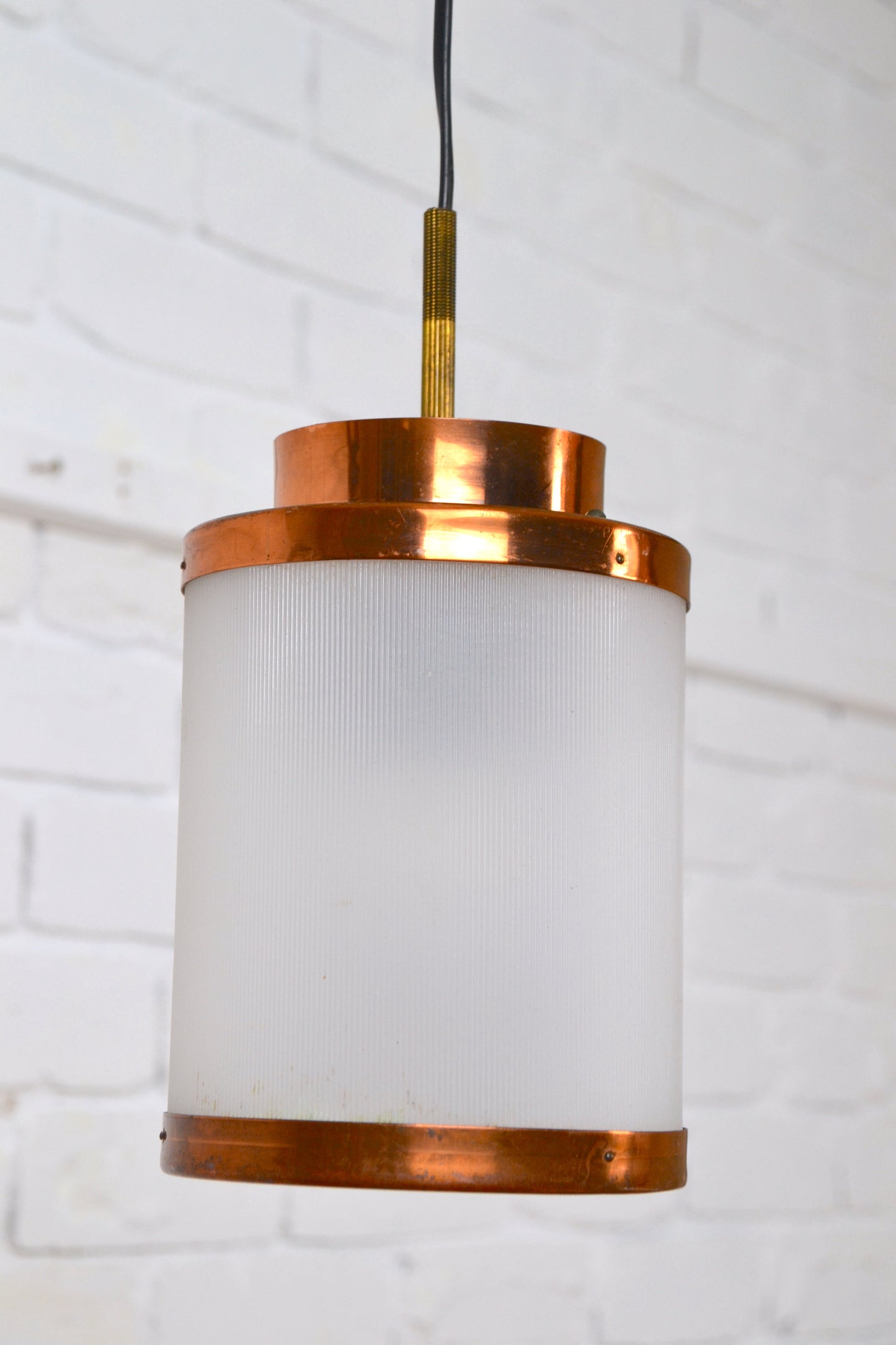 Vintage Danish small copper pendant light by Teknika