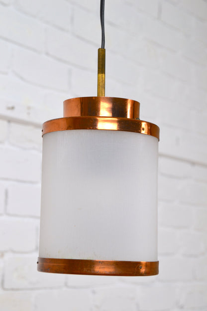 Vintage Danish small copper pendant light by Teknika