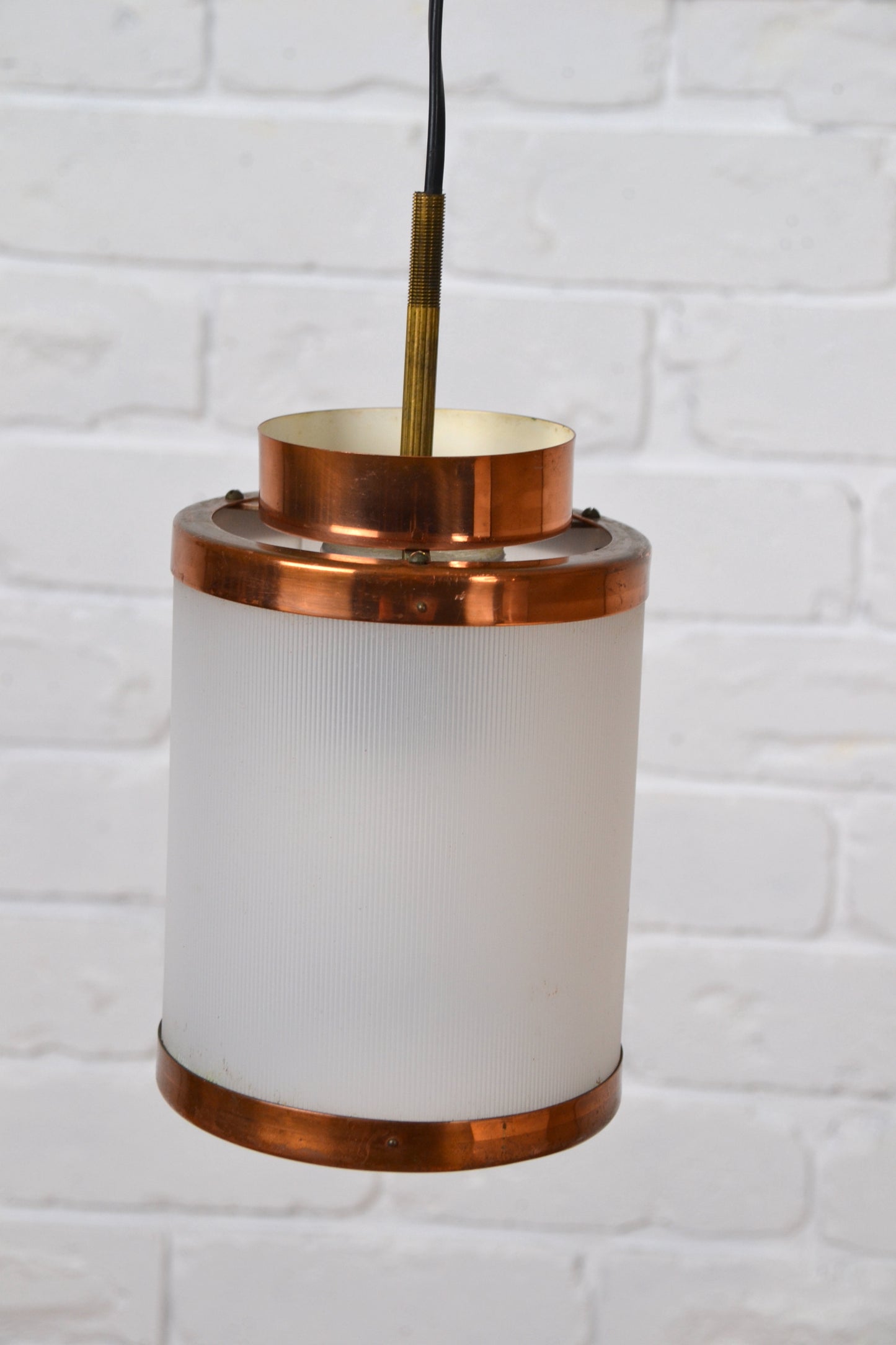 Vintage Danish small copper pendant light by Teknika