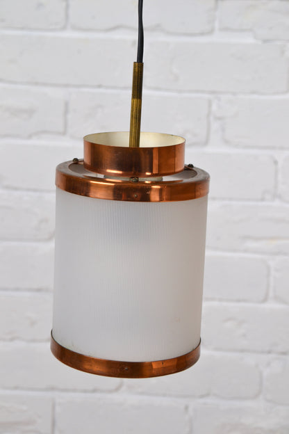 Vintage Danish small copper pendant light by Teknika