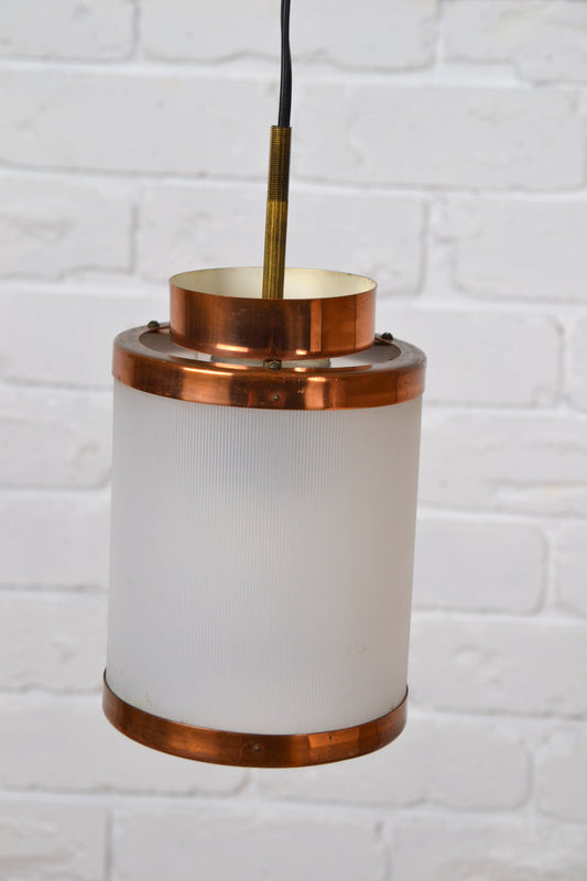 Vintage Danish small copper pendant light by Teknika
