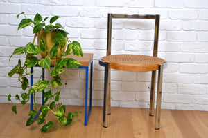 Vintage Italian / Bauhaus style chrome & rattan side chair / restored